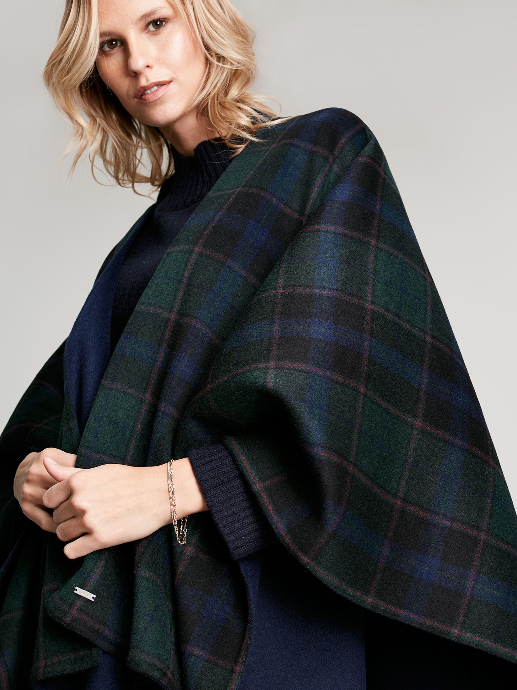 Filby Blue Reversible Wrap Cape - Image 6 of 7
