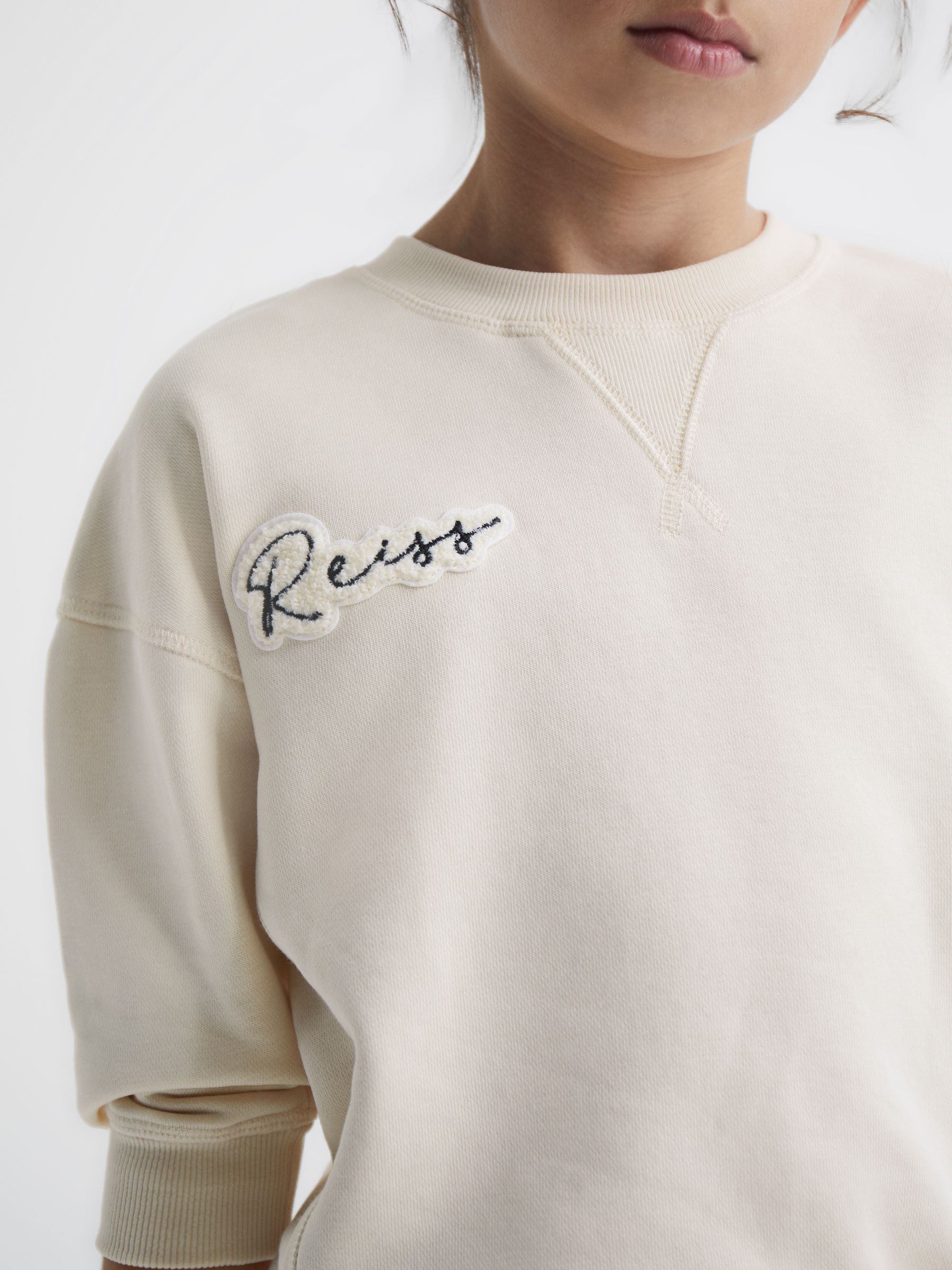 Junior Fleece Crew Neck Jumper in Oatmeal - Image 4 of 6