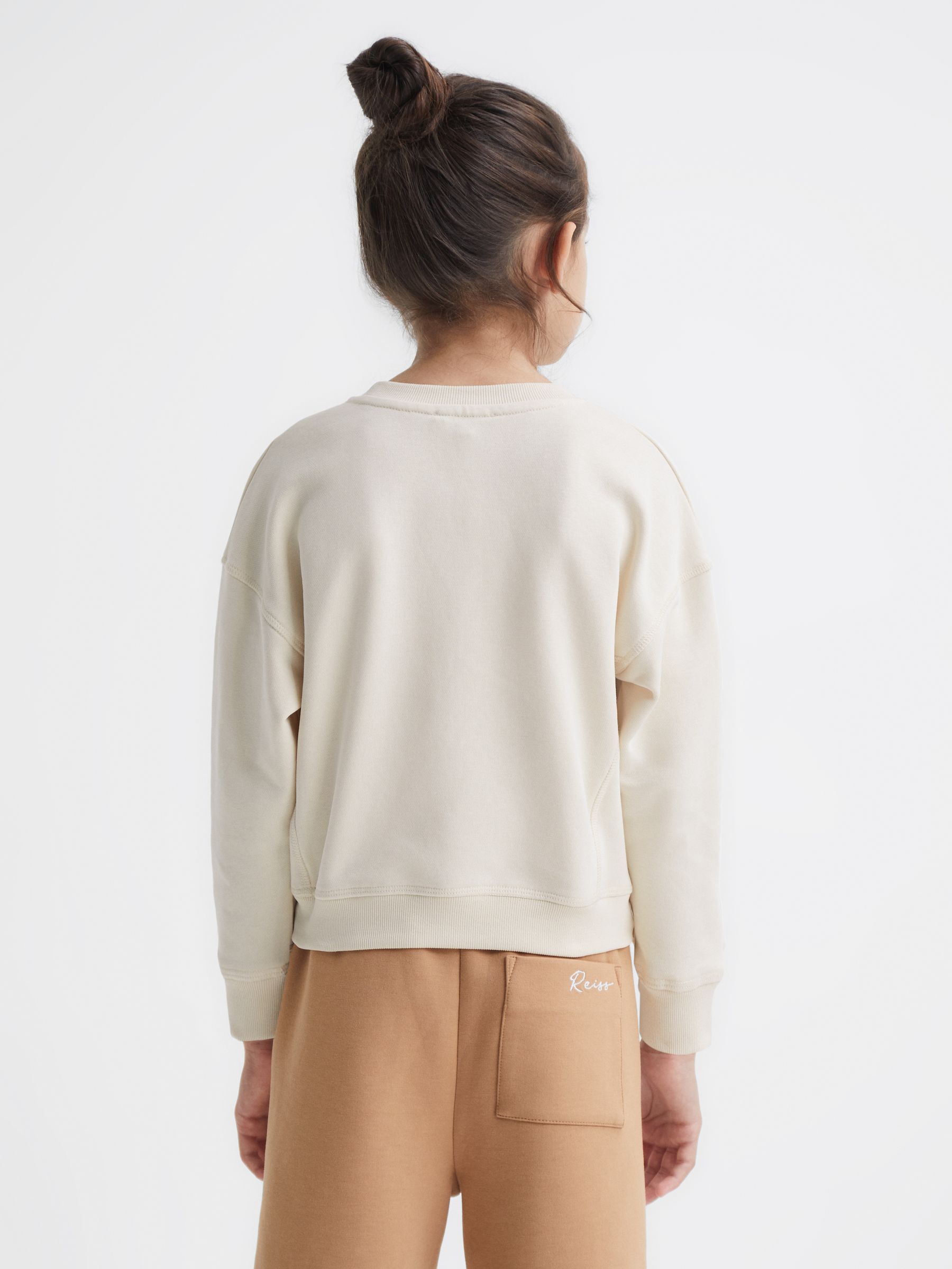 Junior Fleece Crew Neck Jumper in Oatmeal - Image 5 of 6