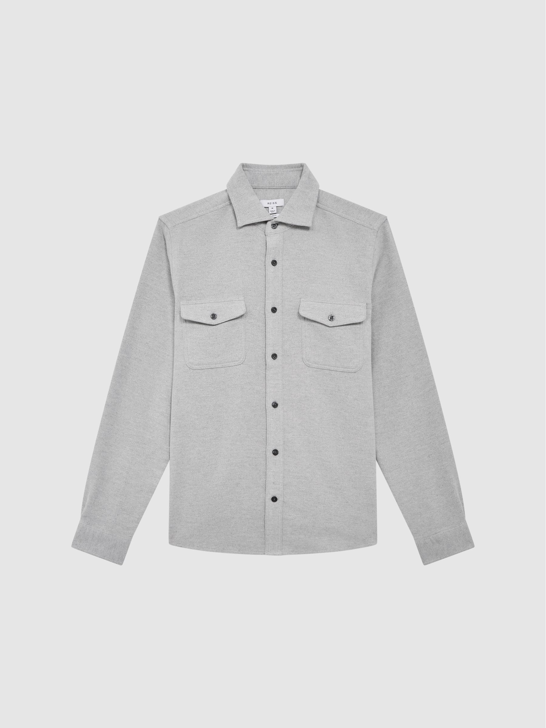 Twin Pocket Overshirt in Soft Grey - Image 2 of 7