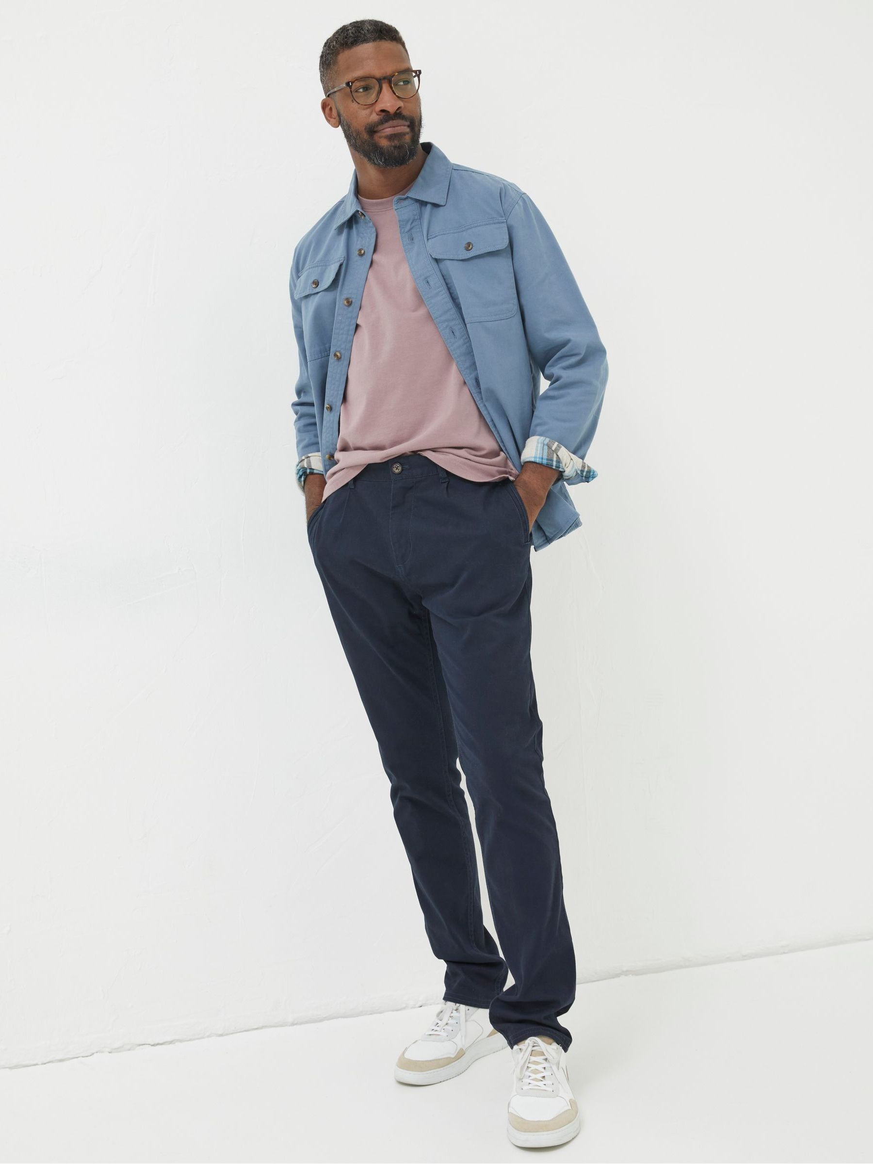 Blue Pleated Chino Trousers - Image 1 of 5