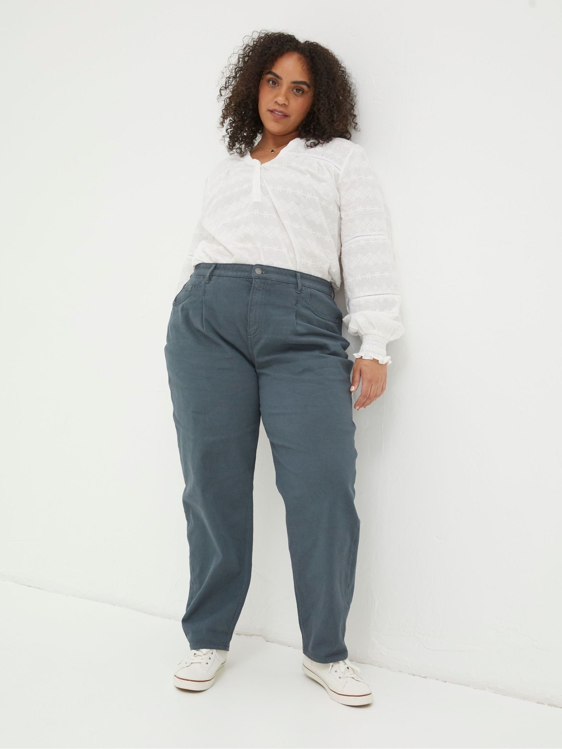 Blue Cleo Canvas Barrel Leg Chinos - Image 5 of 6