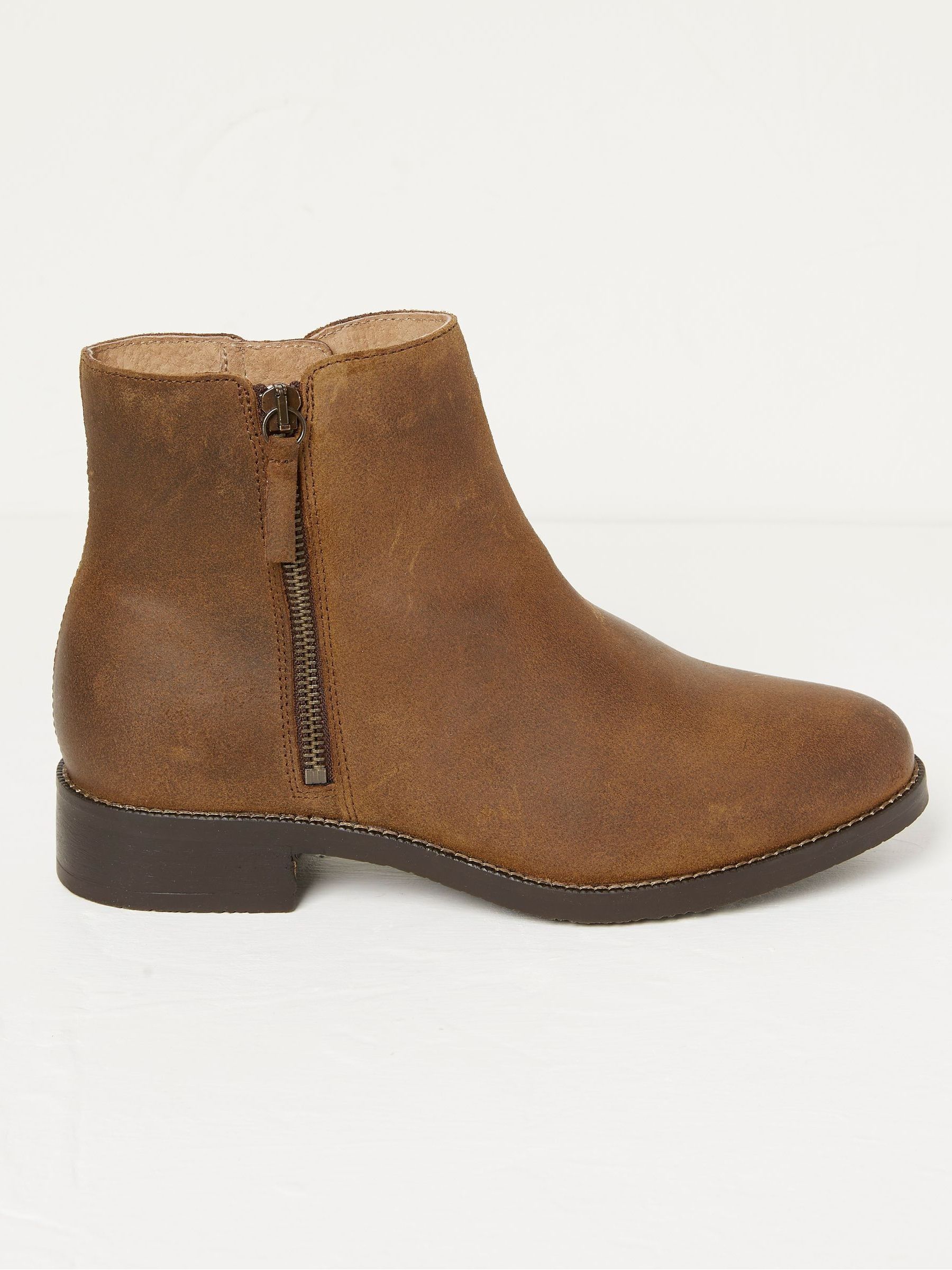 Dark Brown Zip Detail Ankle Boots - Image 1 of 5 Dark Brown Zip Detail Ankle Boots - Image 1 of 5