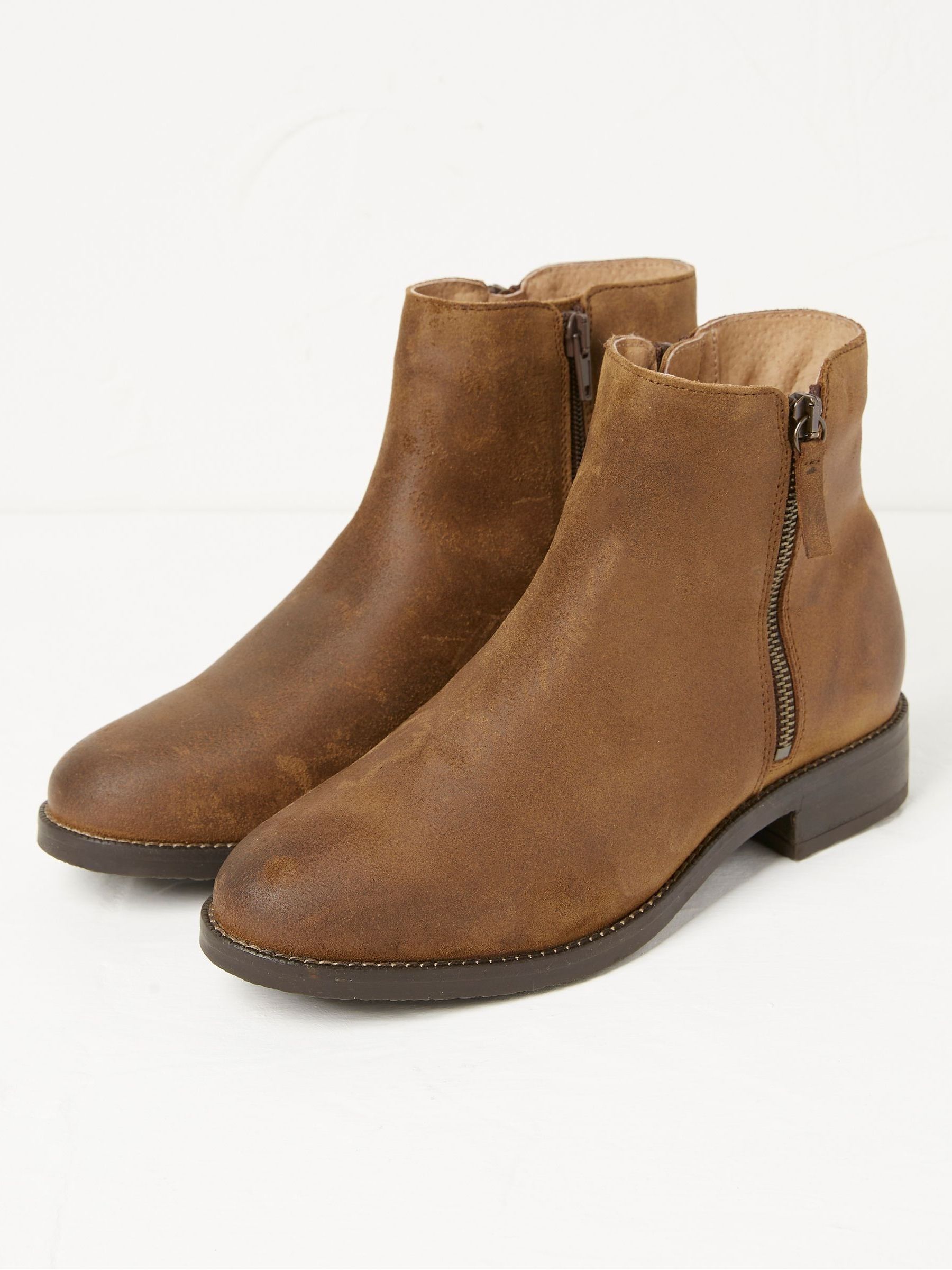 Dark Brown Zip Detail Ankle Boots - Image 2 of 5 Dark Brown Zip Detail Ankle Boots - Image 2 of 5