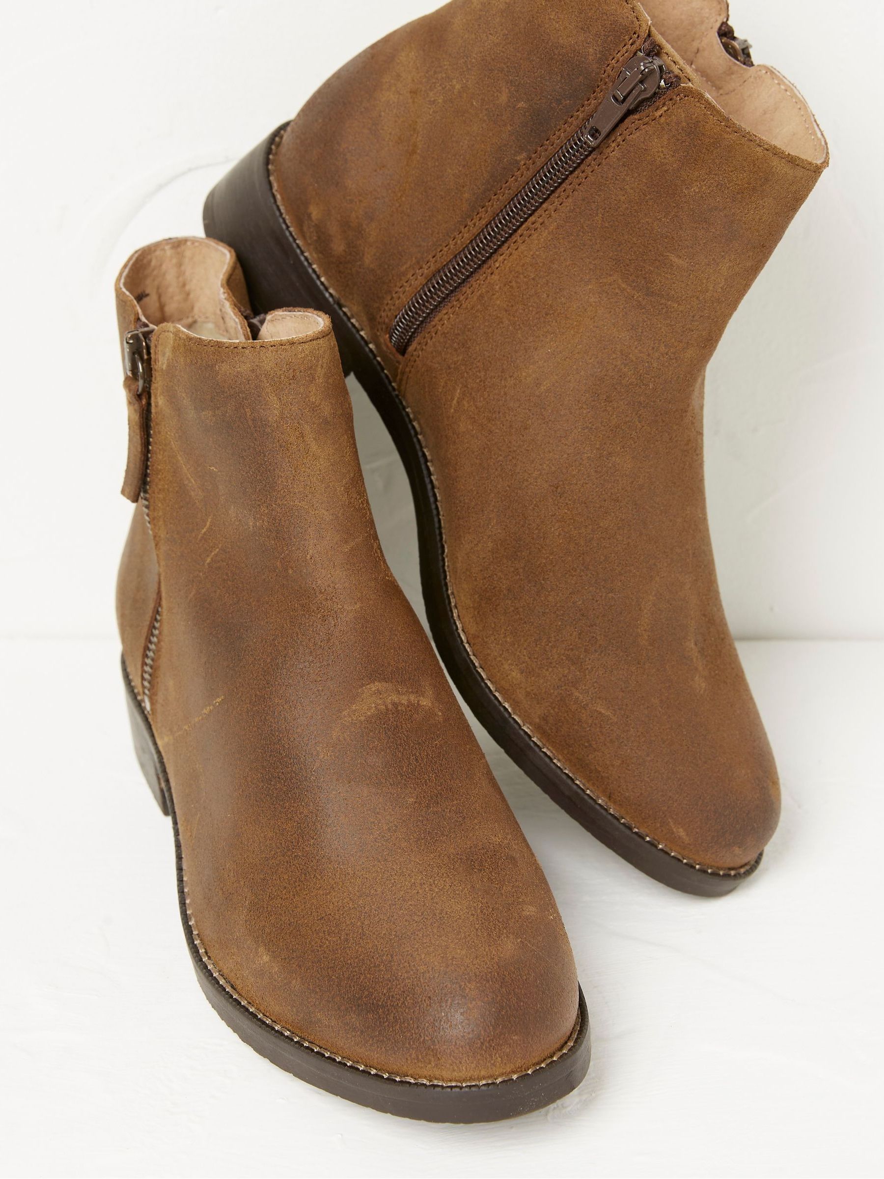 Dark Brown Zip Detail Ankle Boots - Image 3 of 5