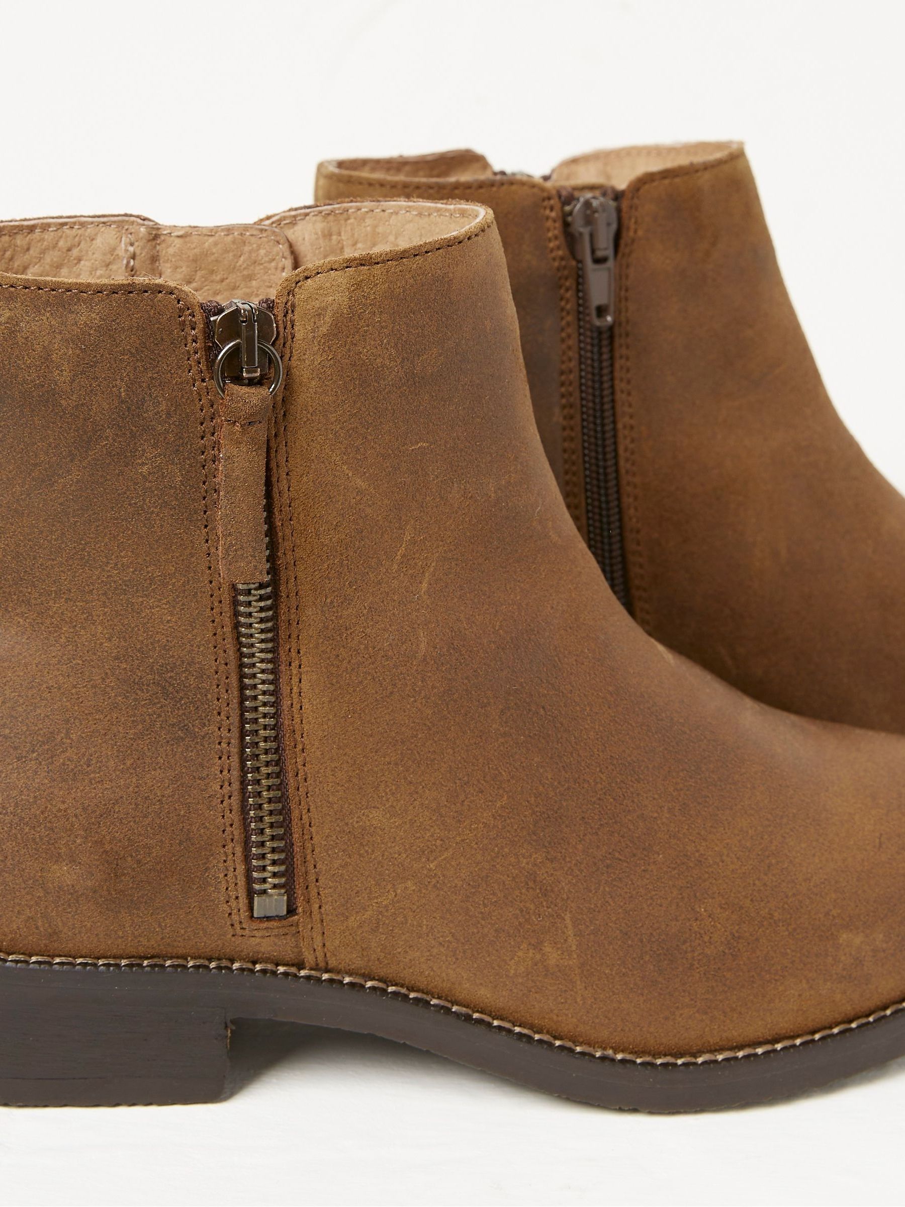 Dark Brown Zip Detail Ankle Boots - Image 4 of 5