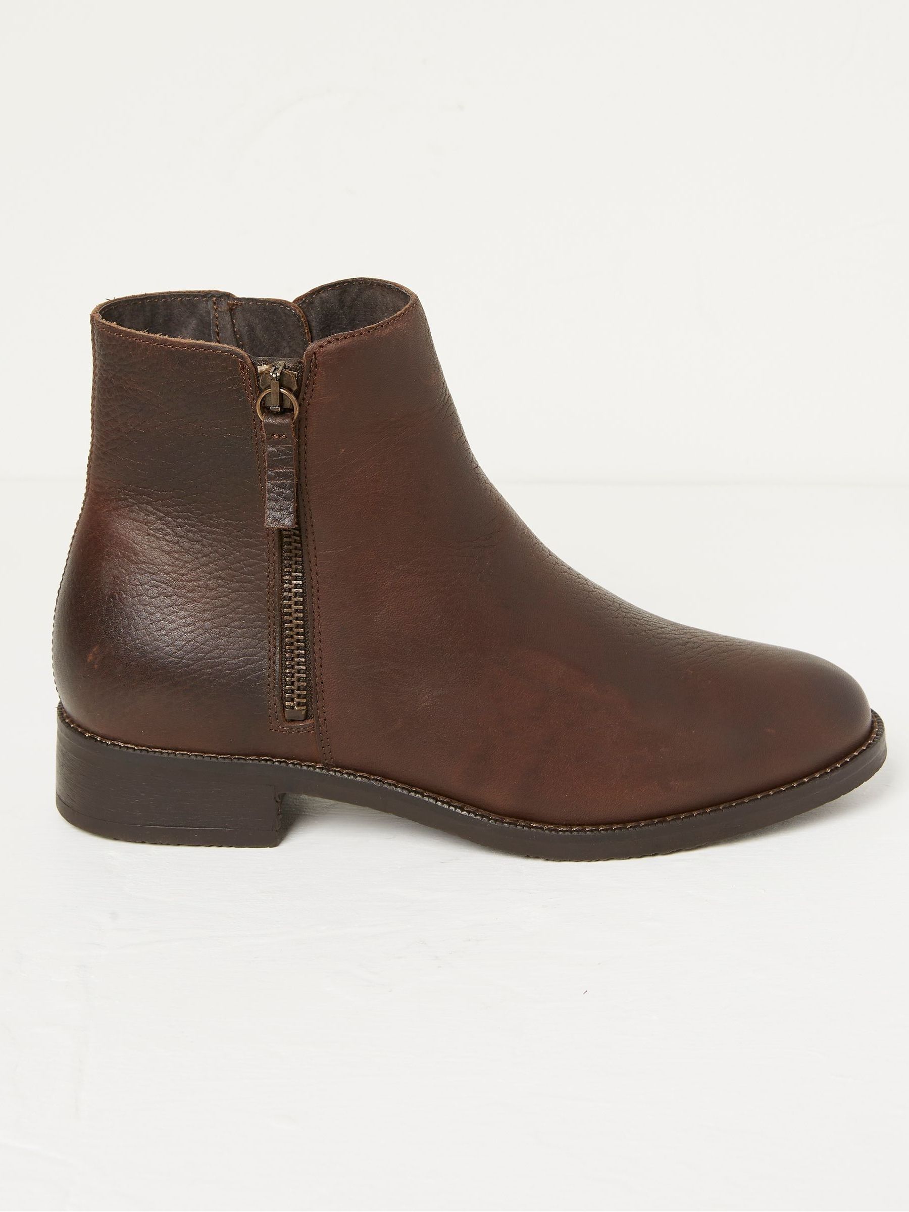 Brown Zip Detail Ankle Boots - Image 1 of 4 Brown Zip Detail Ankle Boots - Image 1 of 4