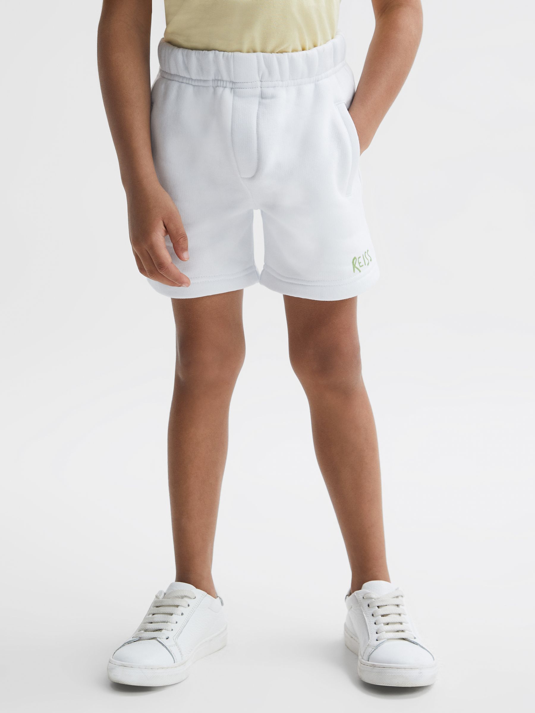 Junior Cotton Jersey Elasticated Shorts in Ecru - Image 1 of 7