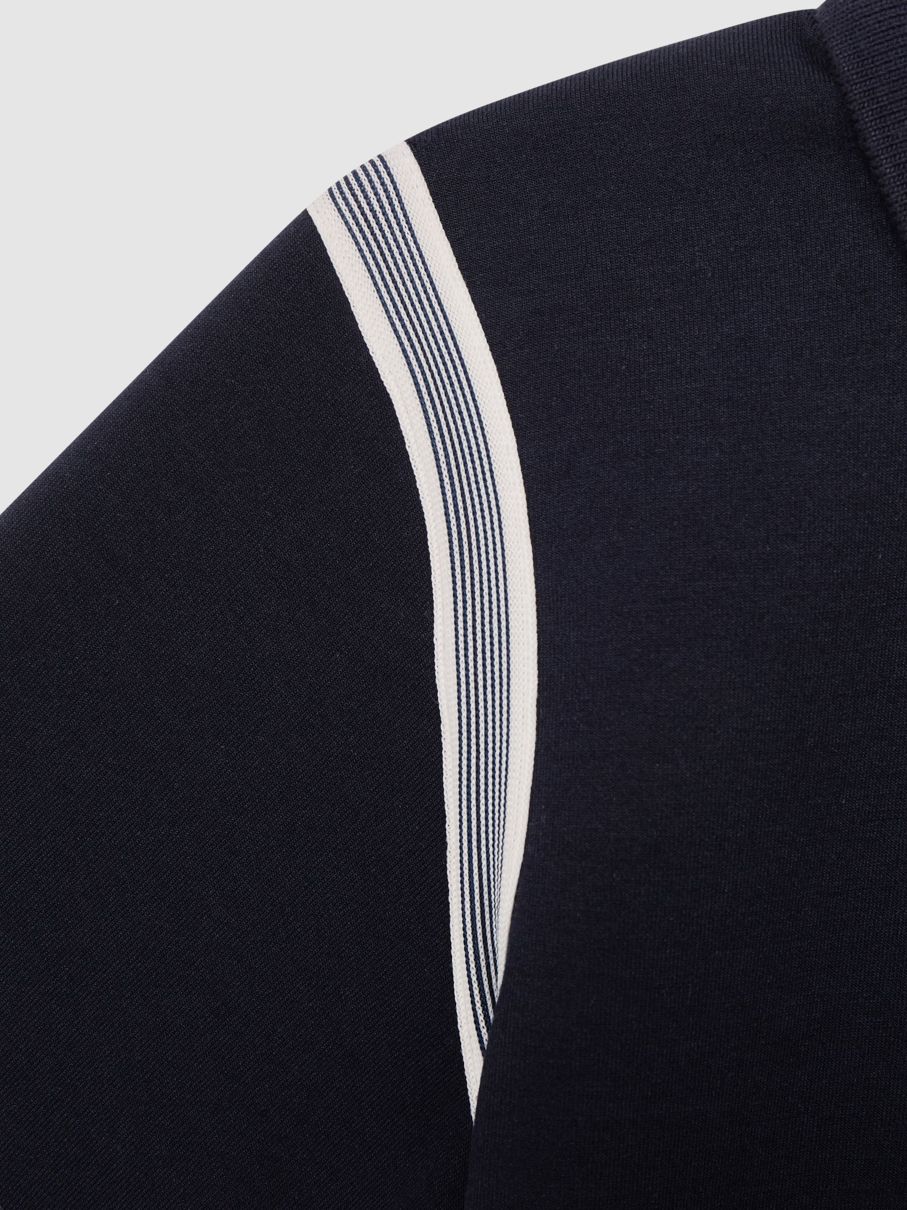 Senior Half Zip Stripe Detail Polo Shirt in Navy - Image 7 of 7