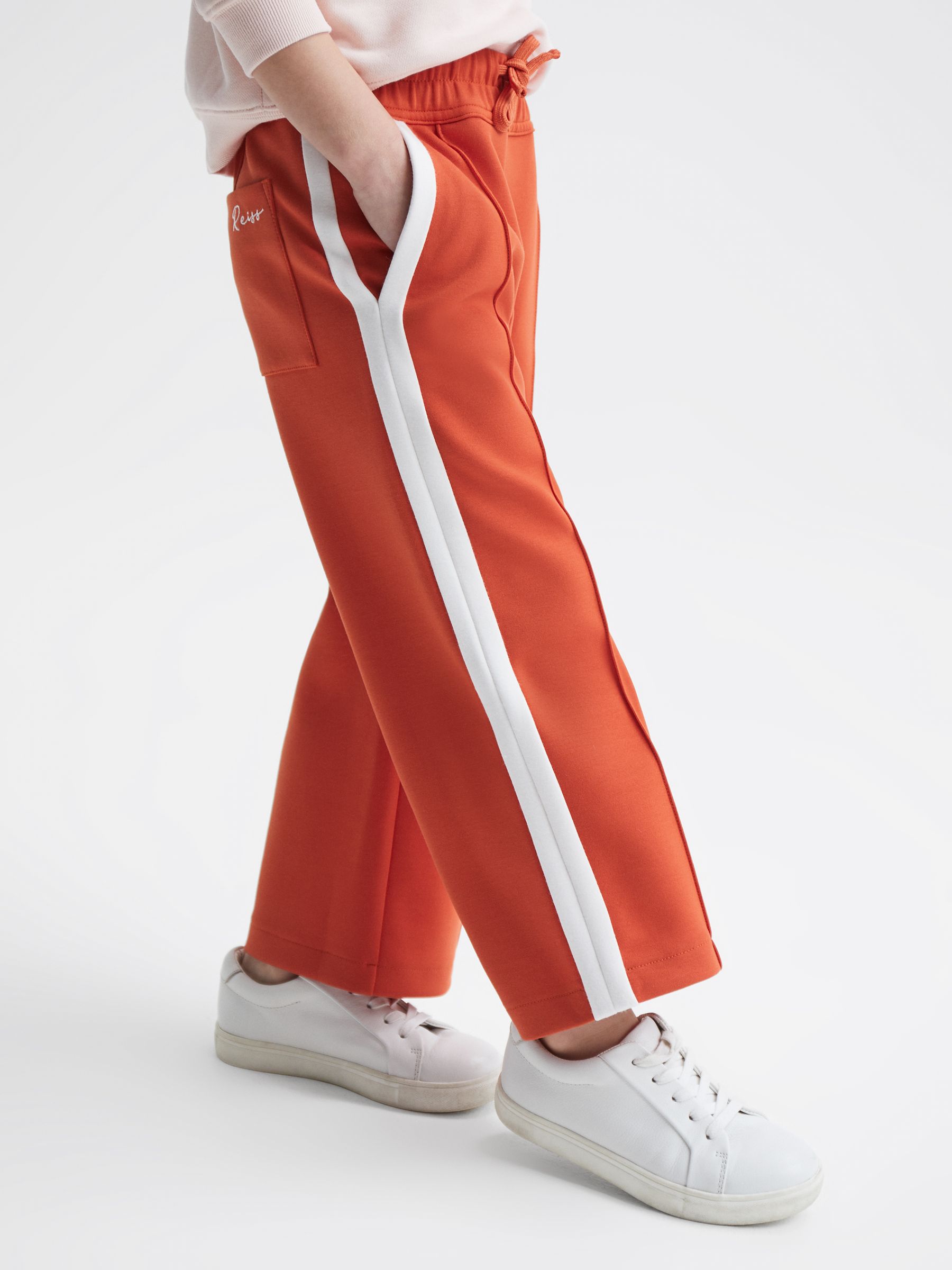 9-12 yrs Jersey Side Stripe Trousers in Coral - Image 4 of 6