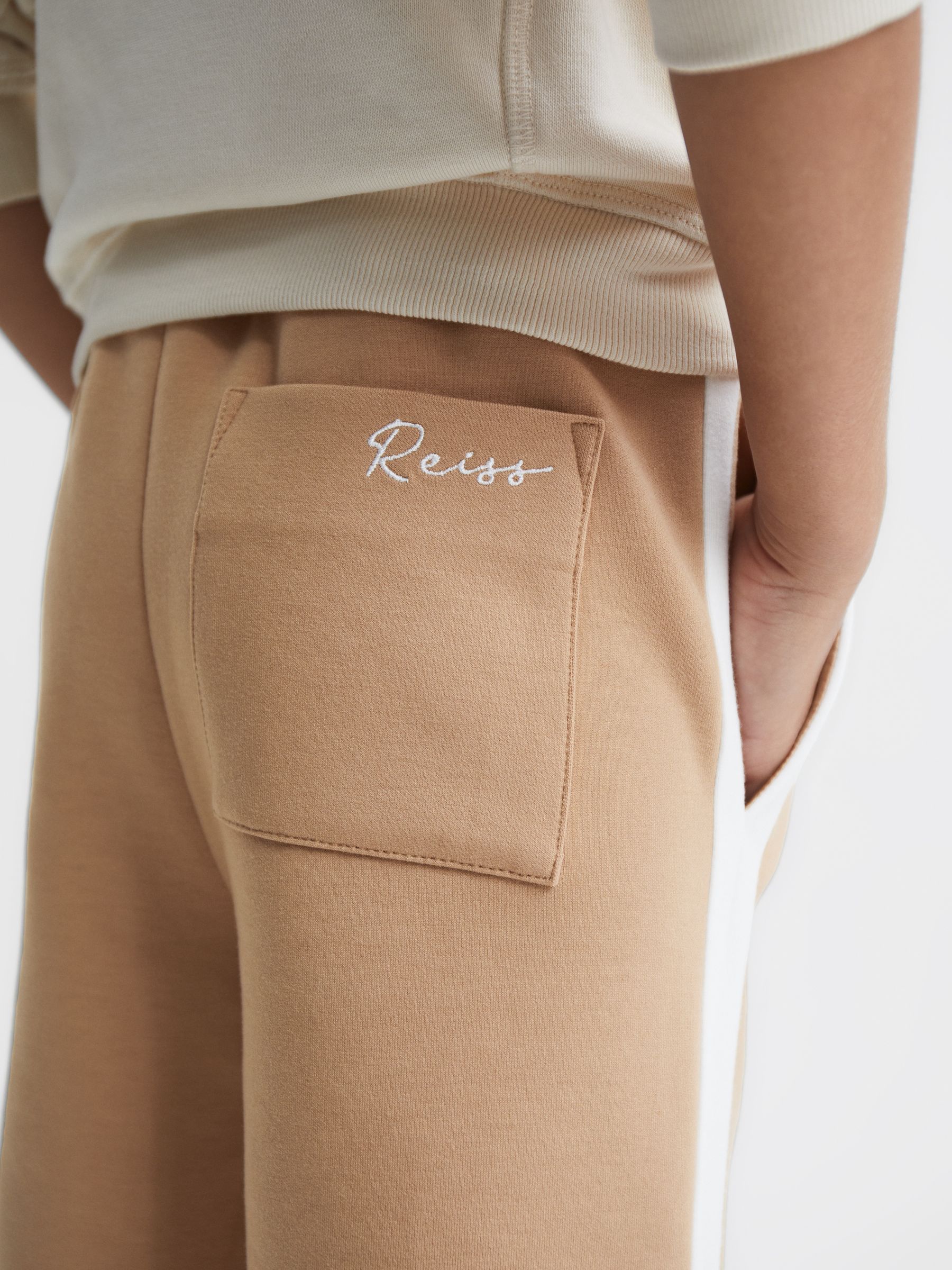 Senior Jersey Side Stripe Trousers in Camel - Image 4 of 6