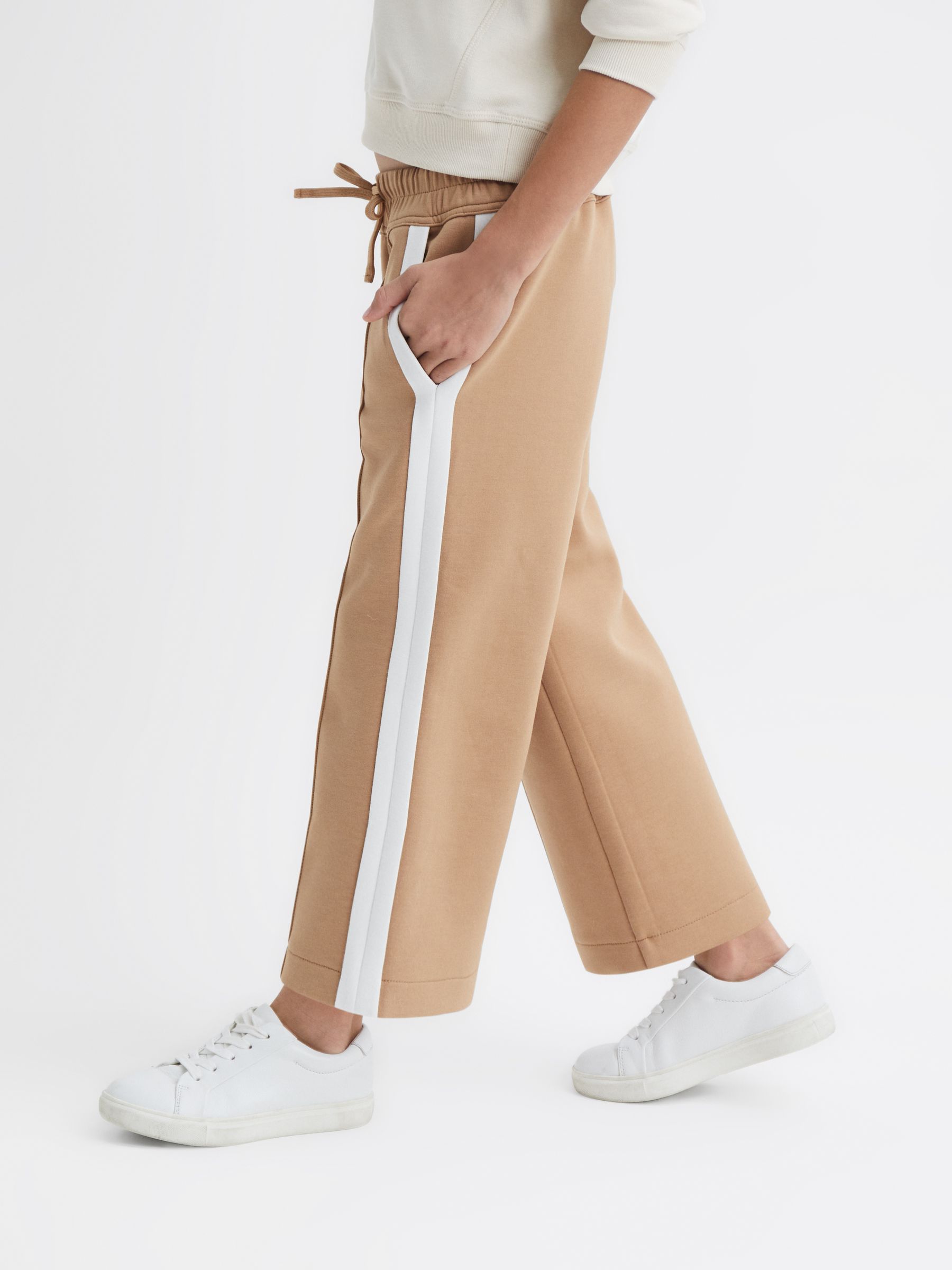 Senior Jersey Side Stripe Trousers in Camel - Image 5 of 6
