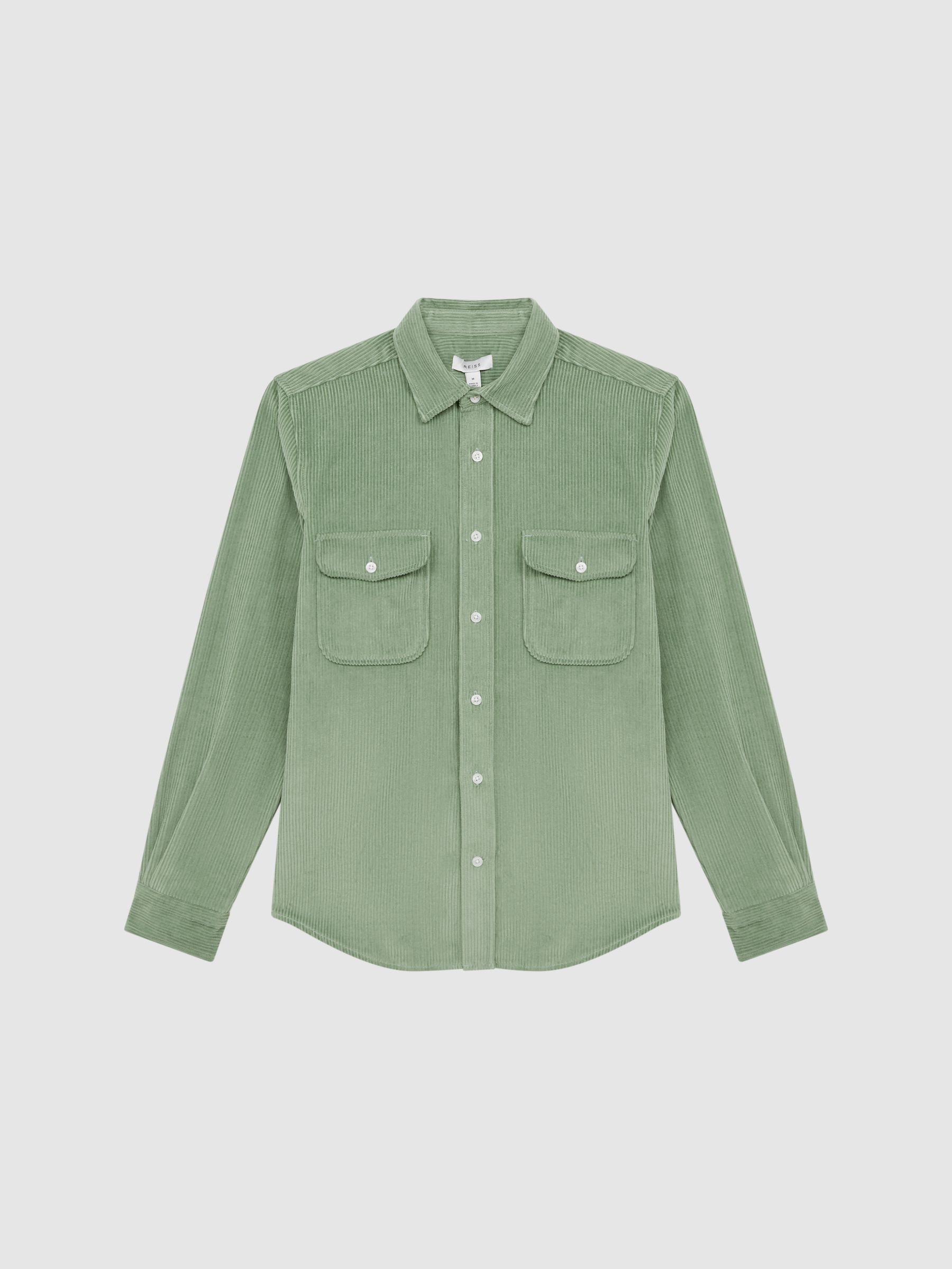 Corduroy Twin Pocket Overshirt in Sage - Image 2 of 6