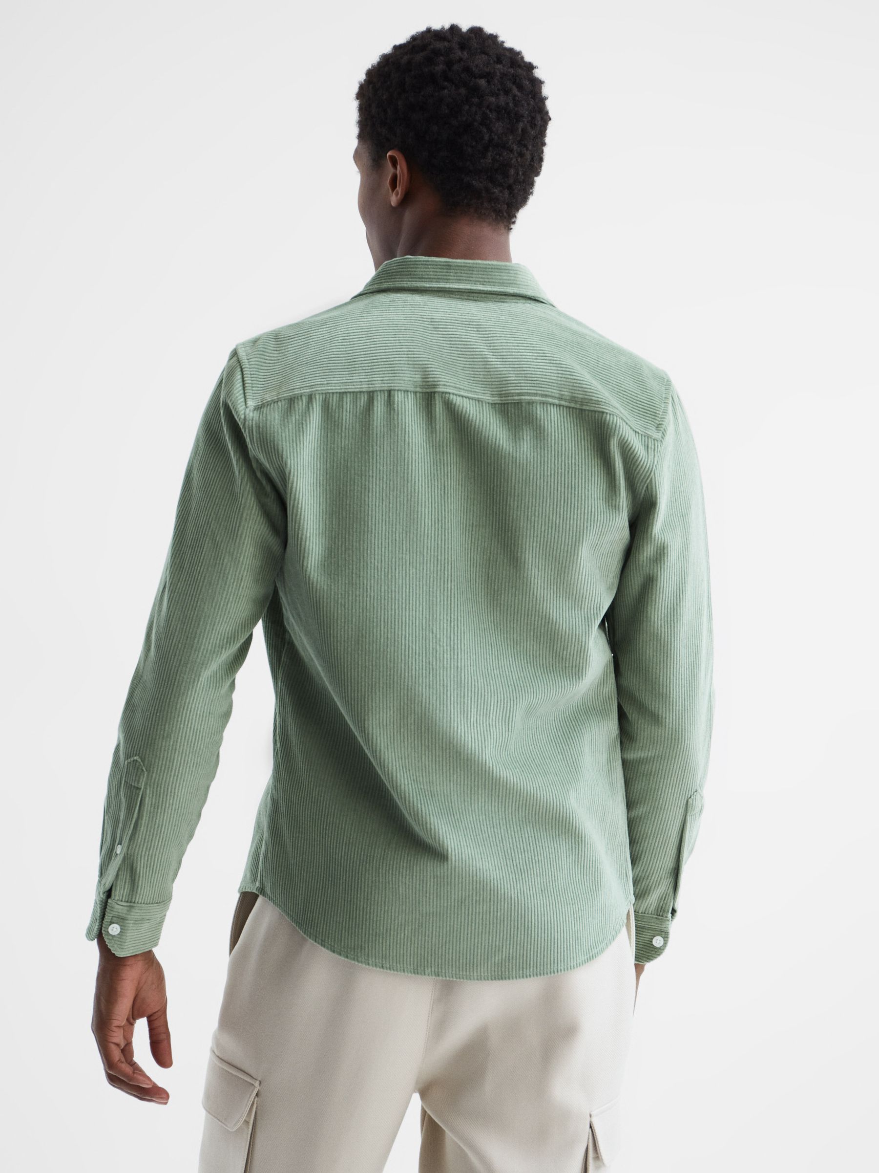 Corduroy Twin Pocket Overshirt in Sage - Image 5 of 6