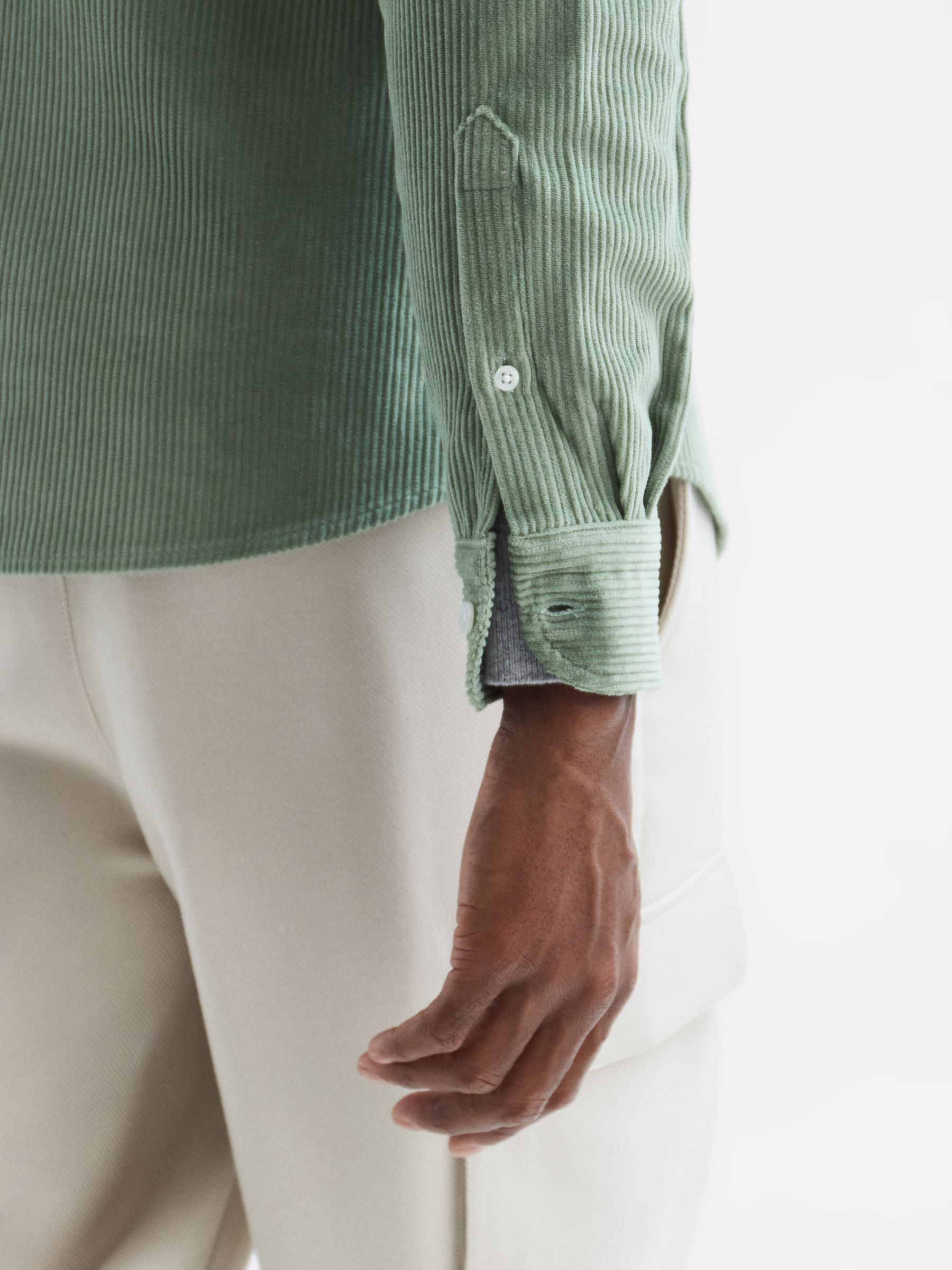 Corduroy Twin Pocket Overshirt in Sage - Image 6 of 6