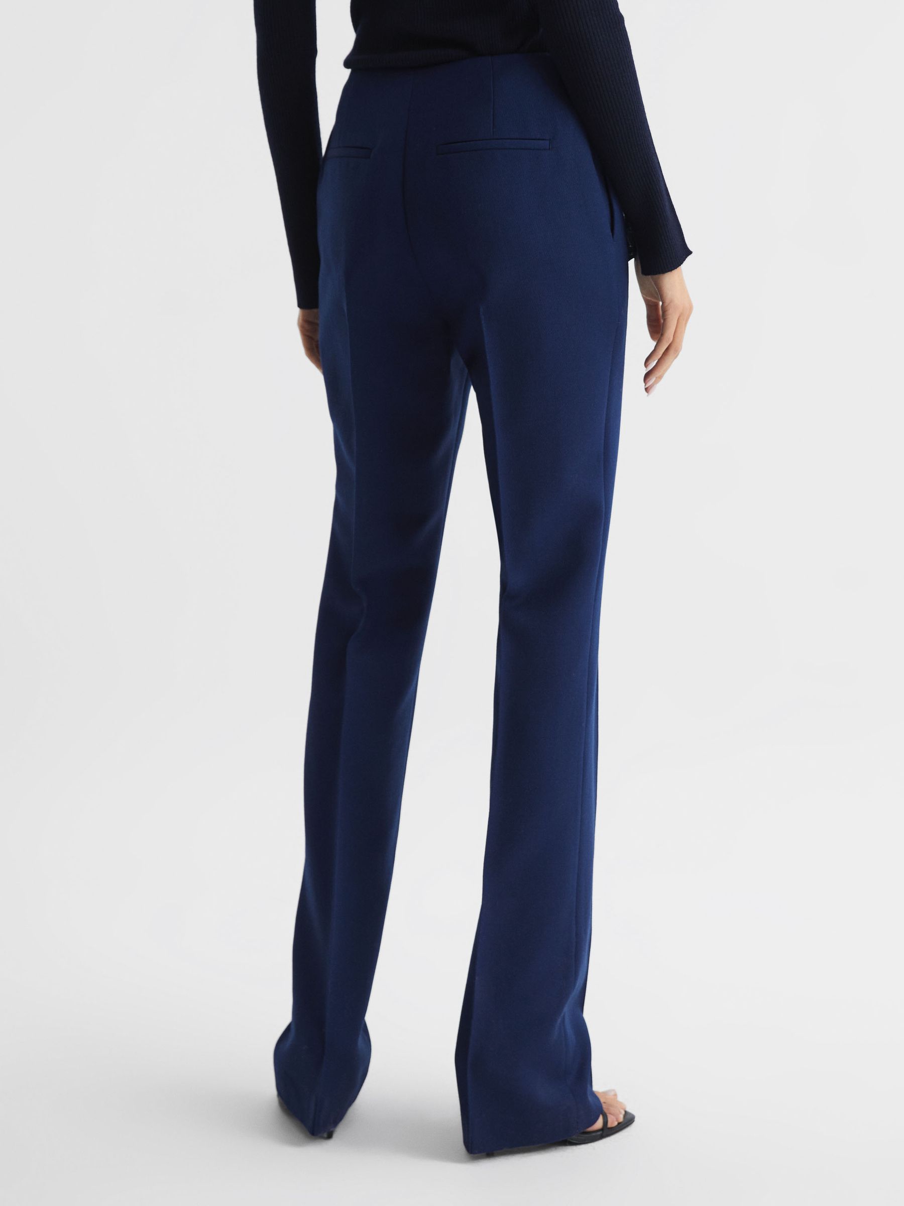Mid Rise Flared Wool Trousers in Blue - Image 5 of 7