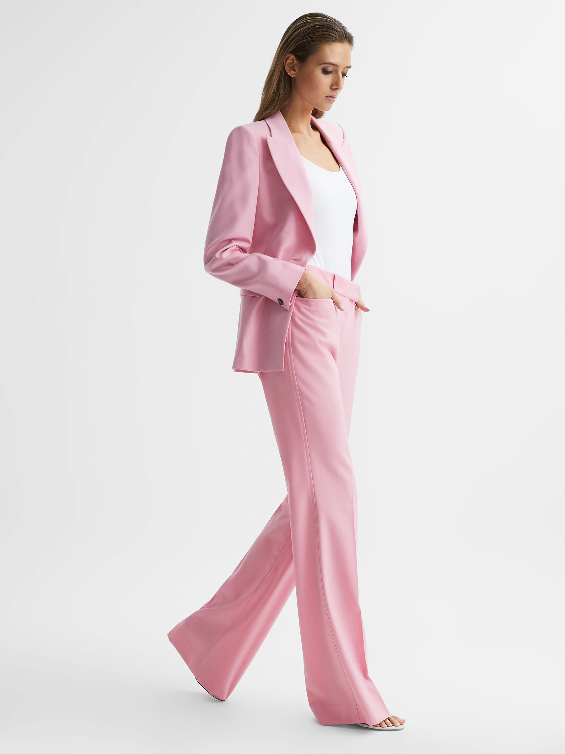 High Rise Wide Leg Trousers in Pink - Image 1 of 8