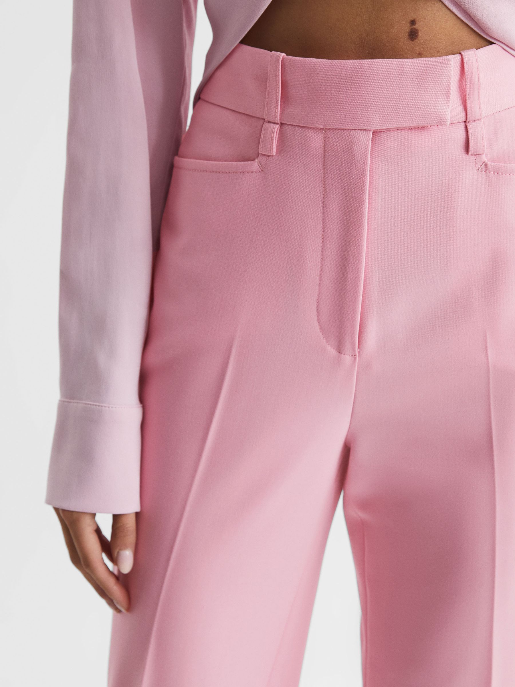 High Rise Wide Leg Trousers in Pink - Image 4 of 8