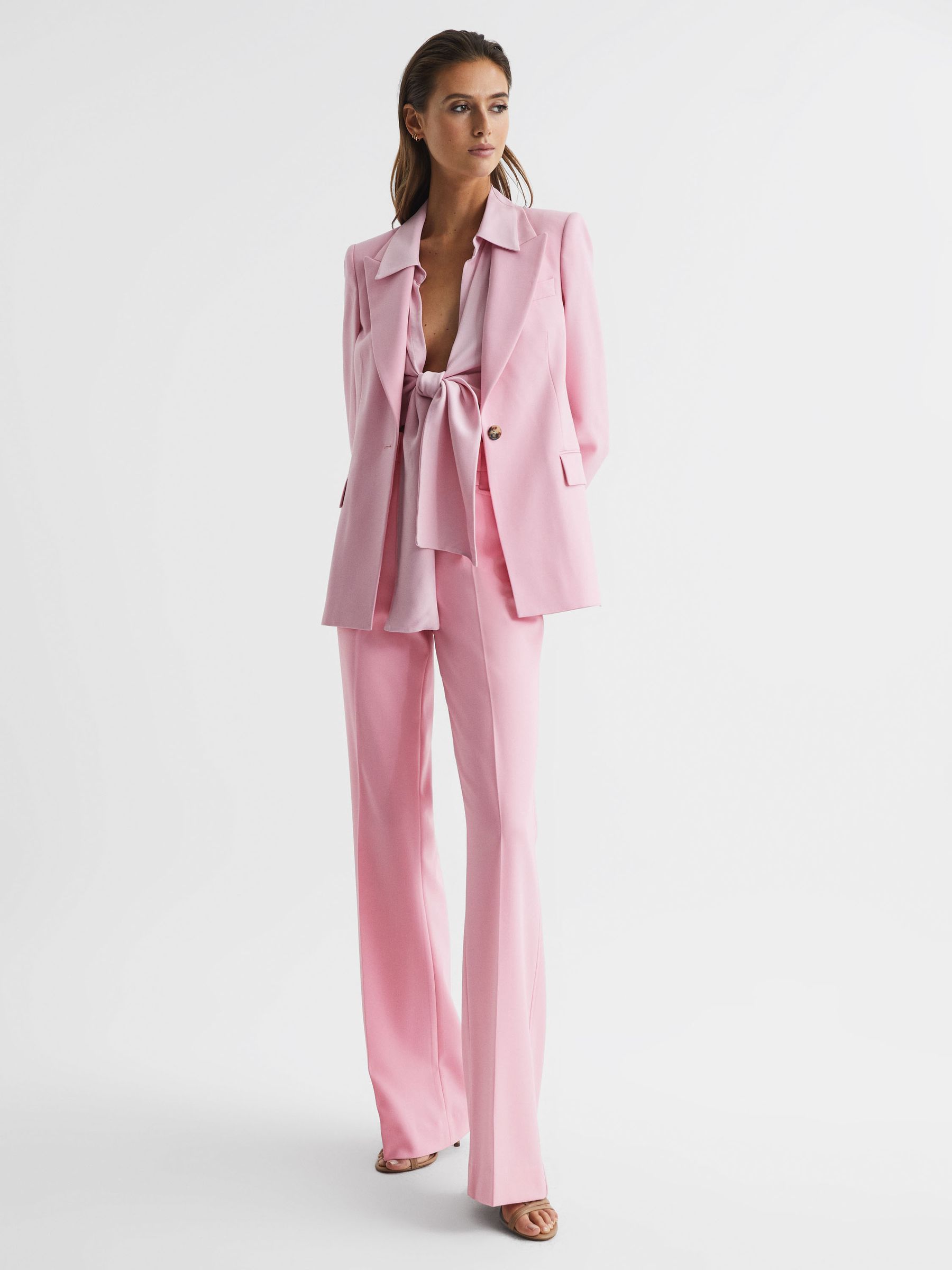 High Rise Wide Leg Trousers in Pink - Image 6 of 8