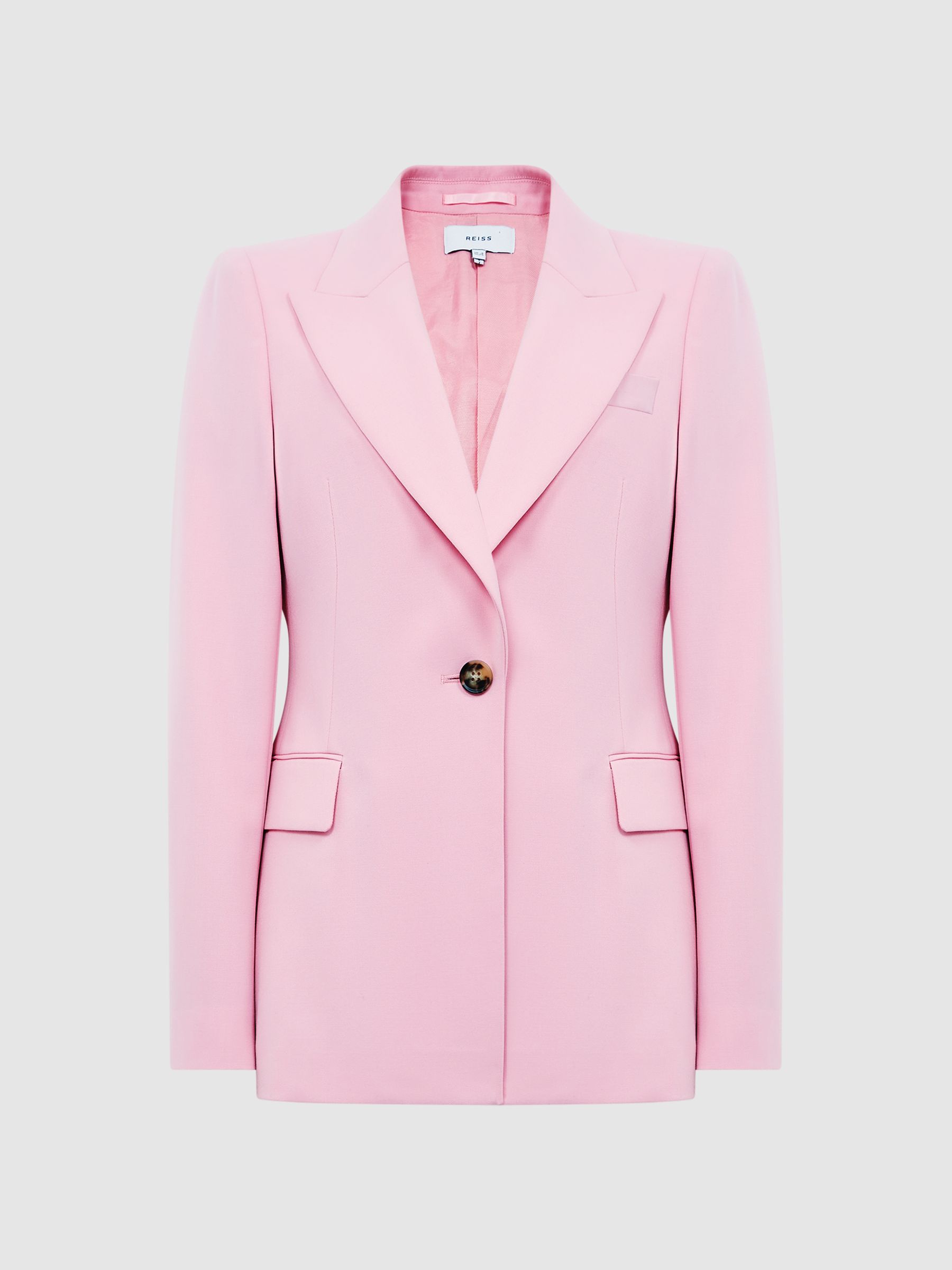Single Breasted Wool Blend Blazer in Pink - Image 2 of 7