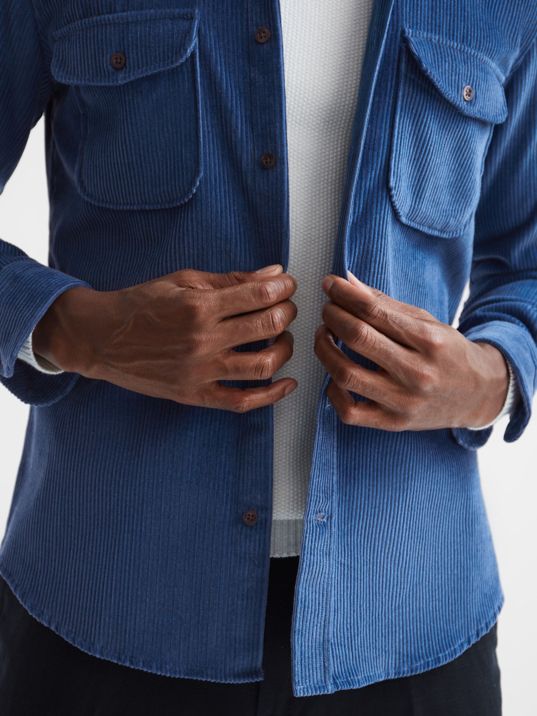 Corduroy Twin Pocket Overshirt in Royal Blue - Image 4 of 7