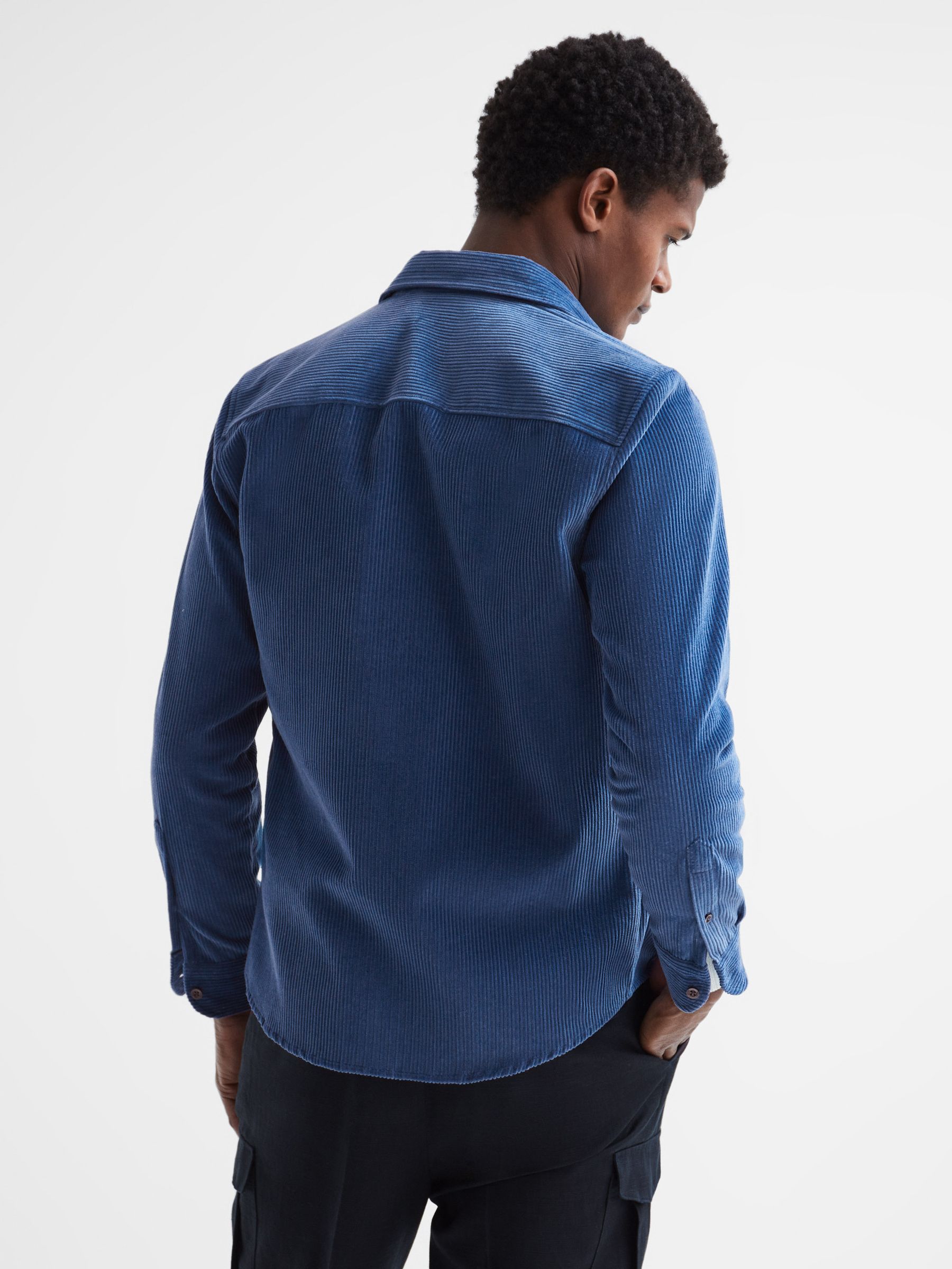 Corduroy Twin Pocket Overshirt in Royal Blue - Image 5 of 7