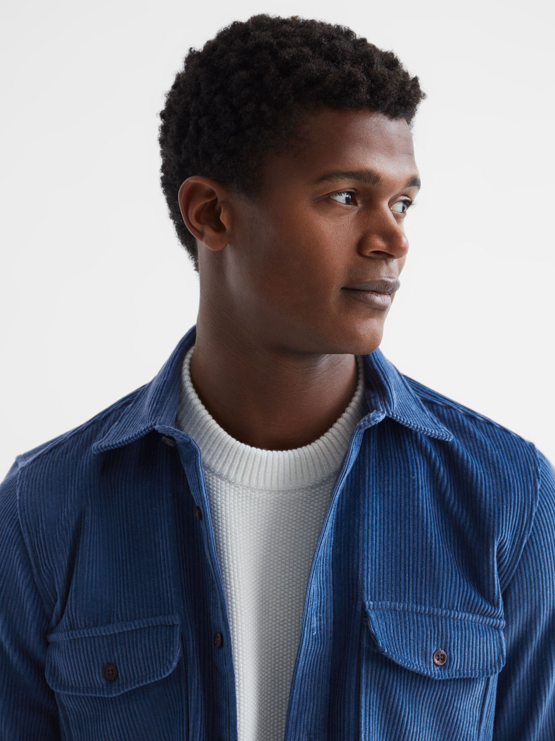 Corduroy Twin Pocket Overshirt in Royal Blue - Image 6 of 7