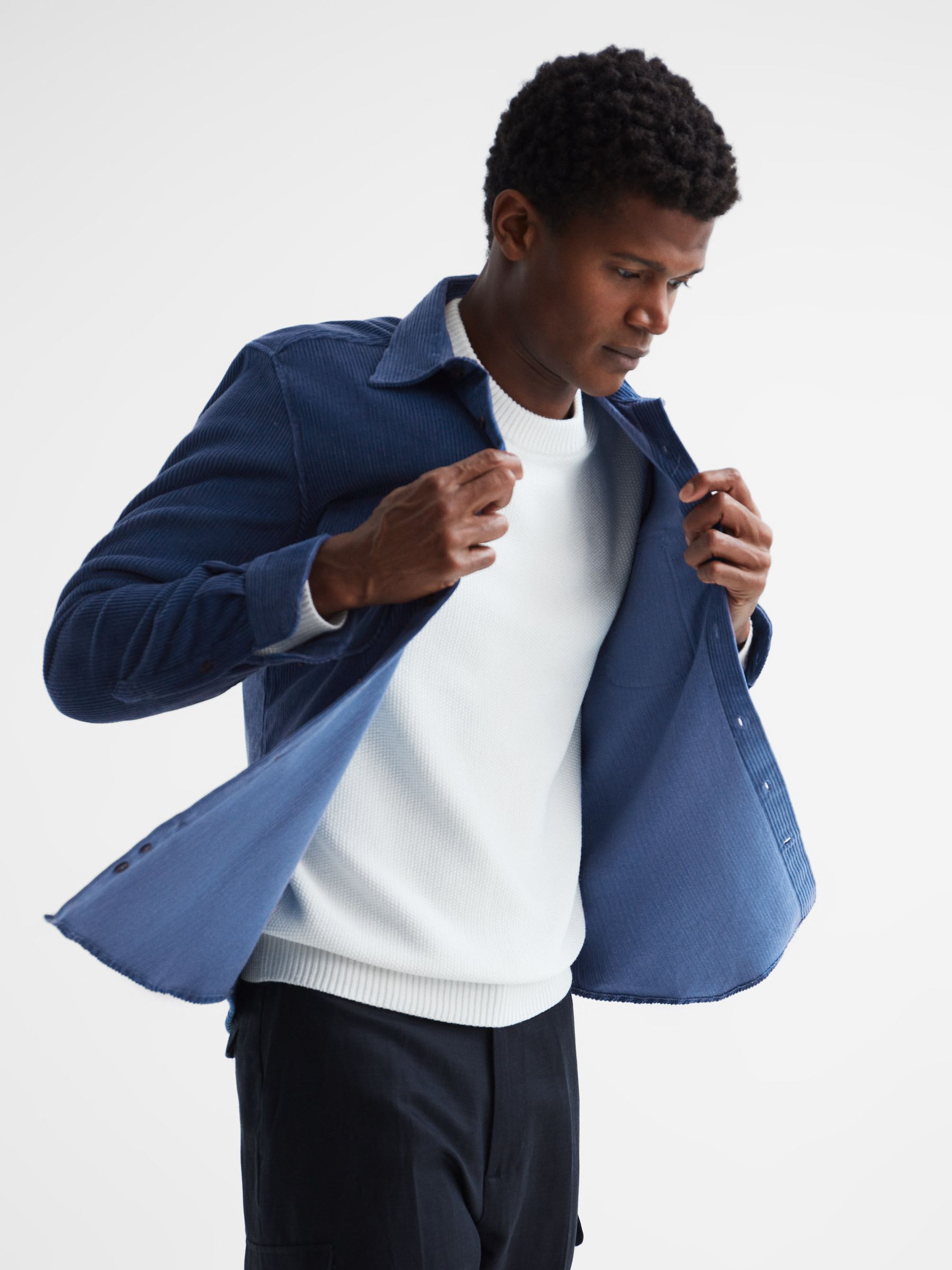 Corduroy Twin Pocket Overshirt in Royal Blue - Image 7 of 7