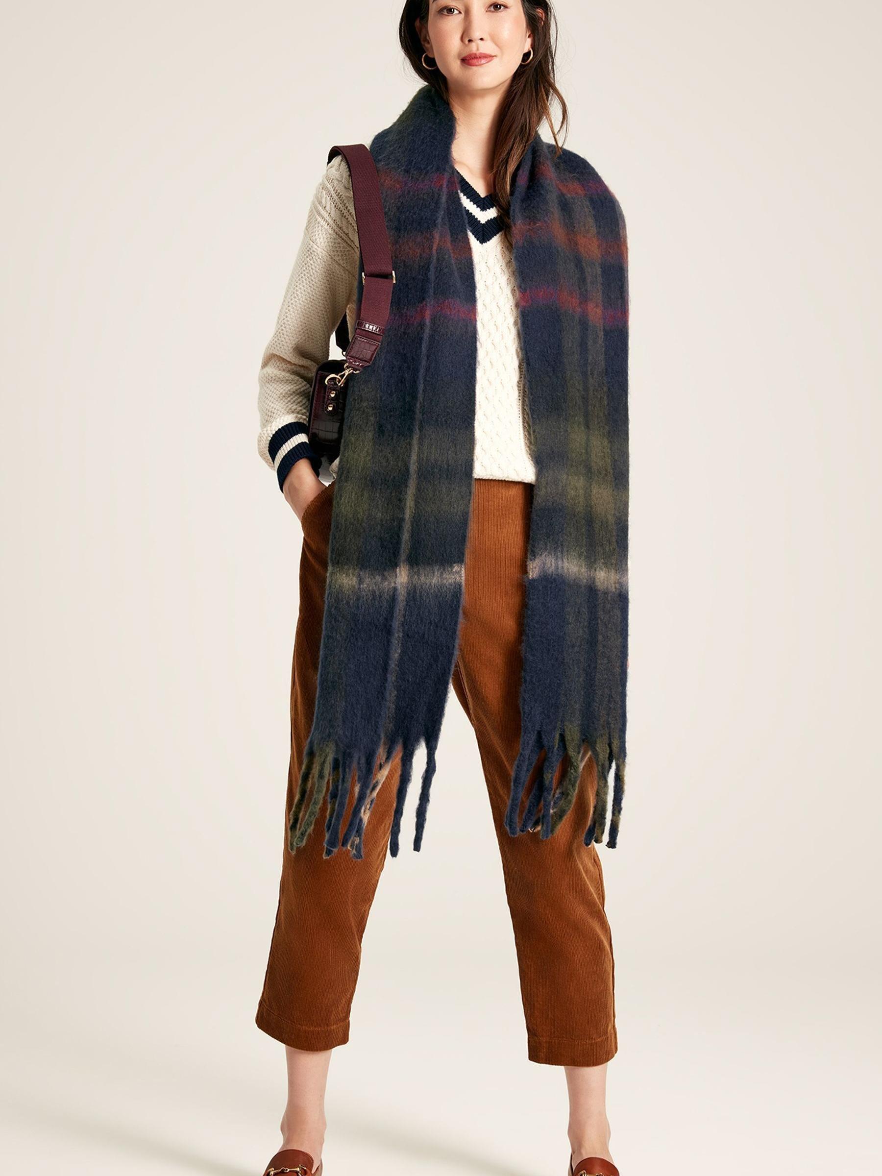 Folley Navy Knitted Check Scarf - Image 1 of 6