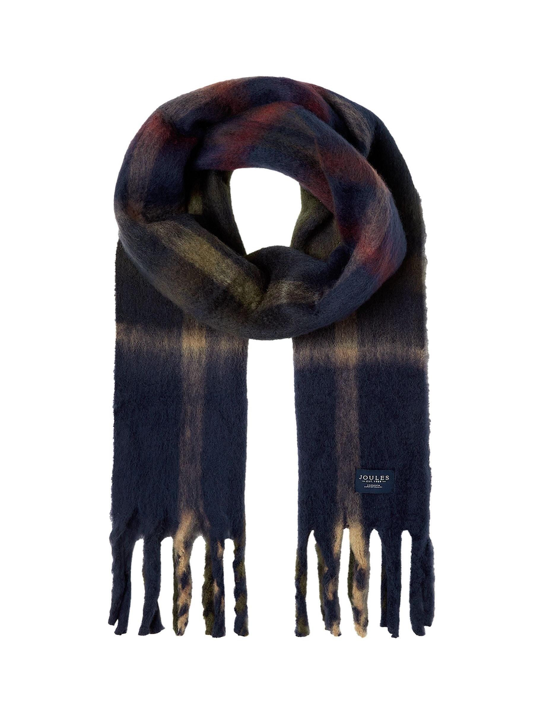 Folley Navy Knitted Check Scarf - Image 4 of 6