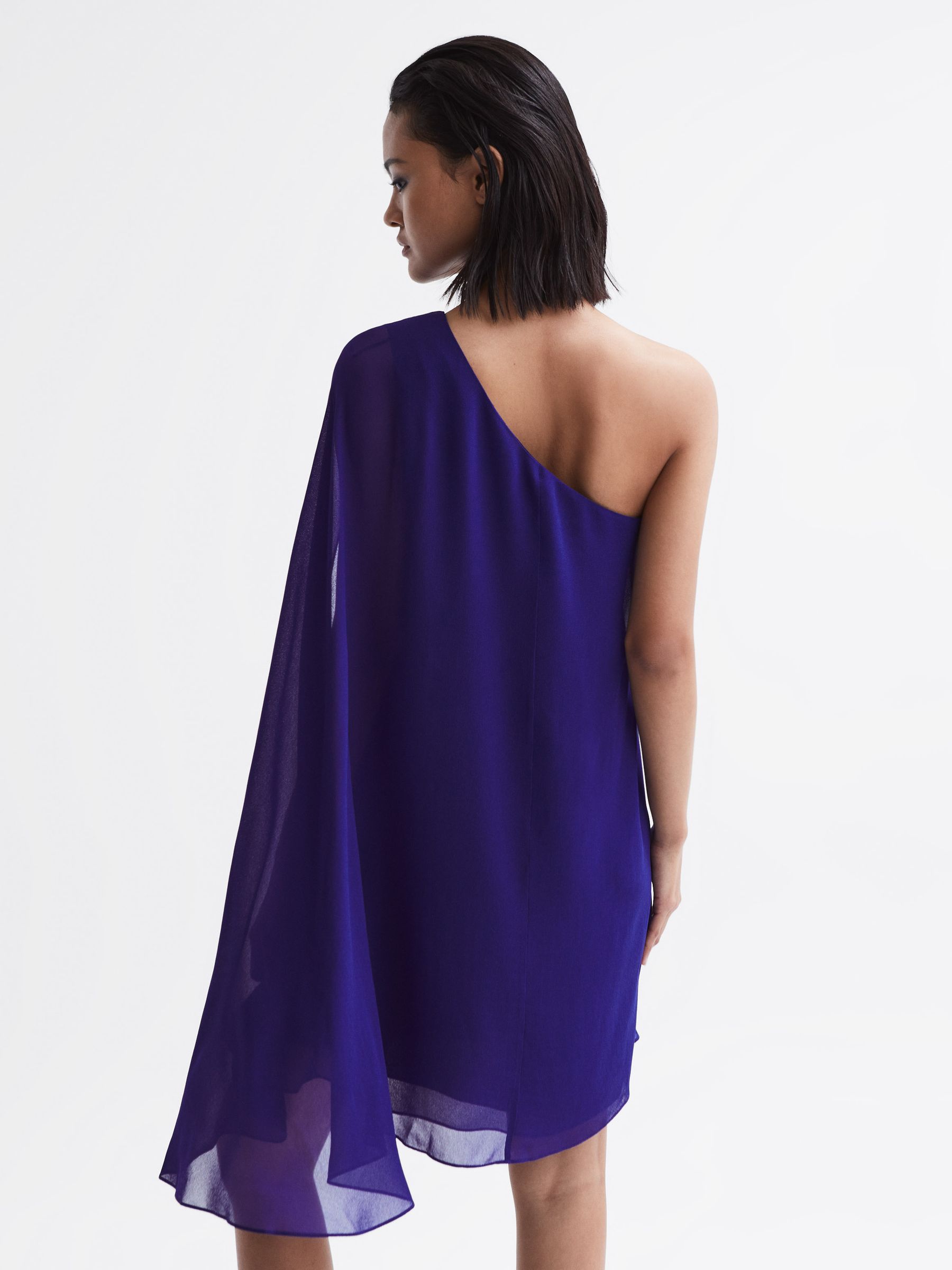 Sheer Cape Sleeve Mini Dress in Purple - Image 5 of 6