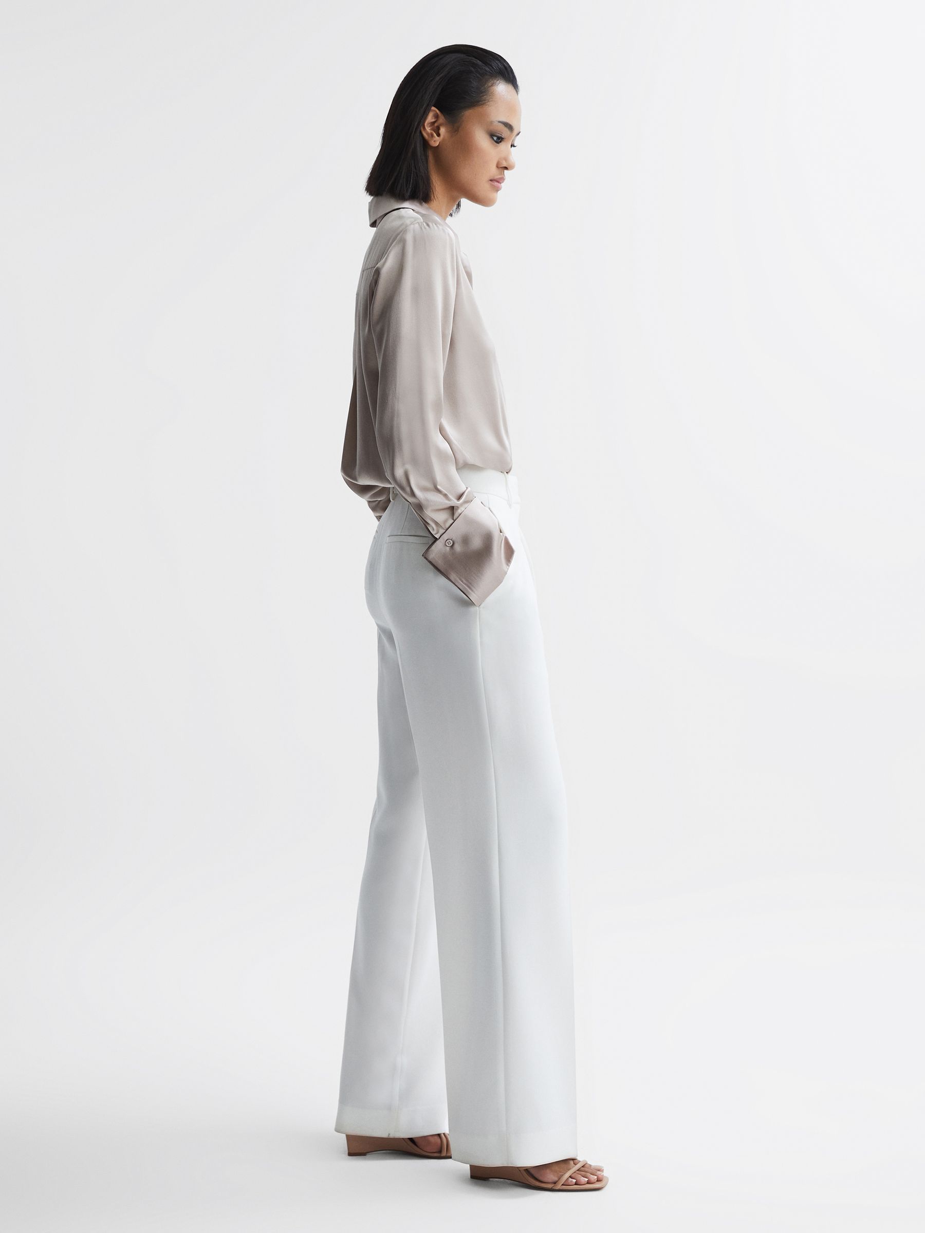 Leather Strappy Wedge Heels in Nude - Image 2 of 5 Leather Strappy Wedge Heels in Nude - Image 2 of 5