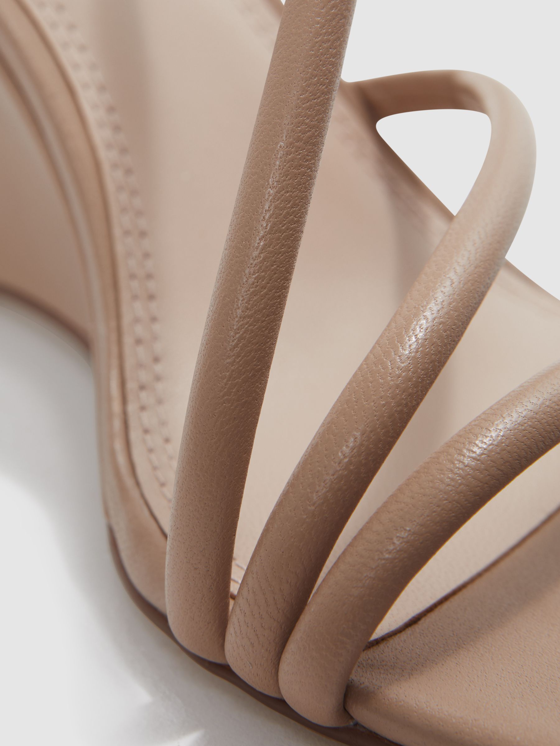 Leather Strappy Wedge Heels in Nude - Image 5 of 5