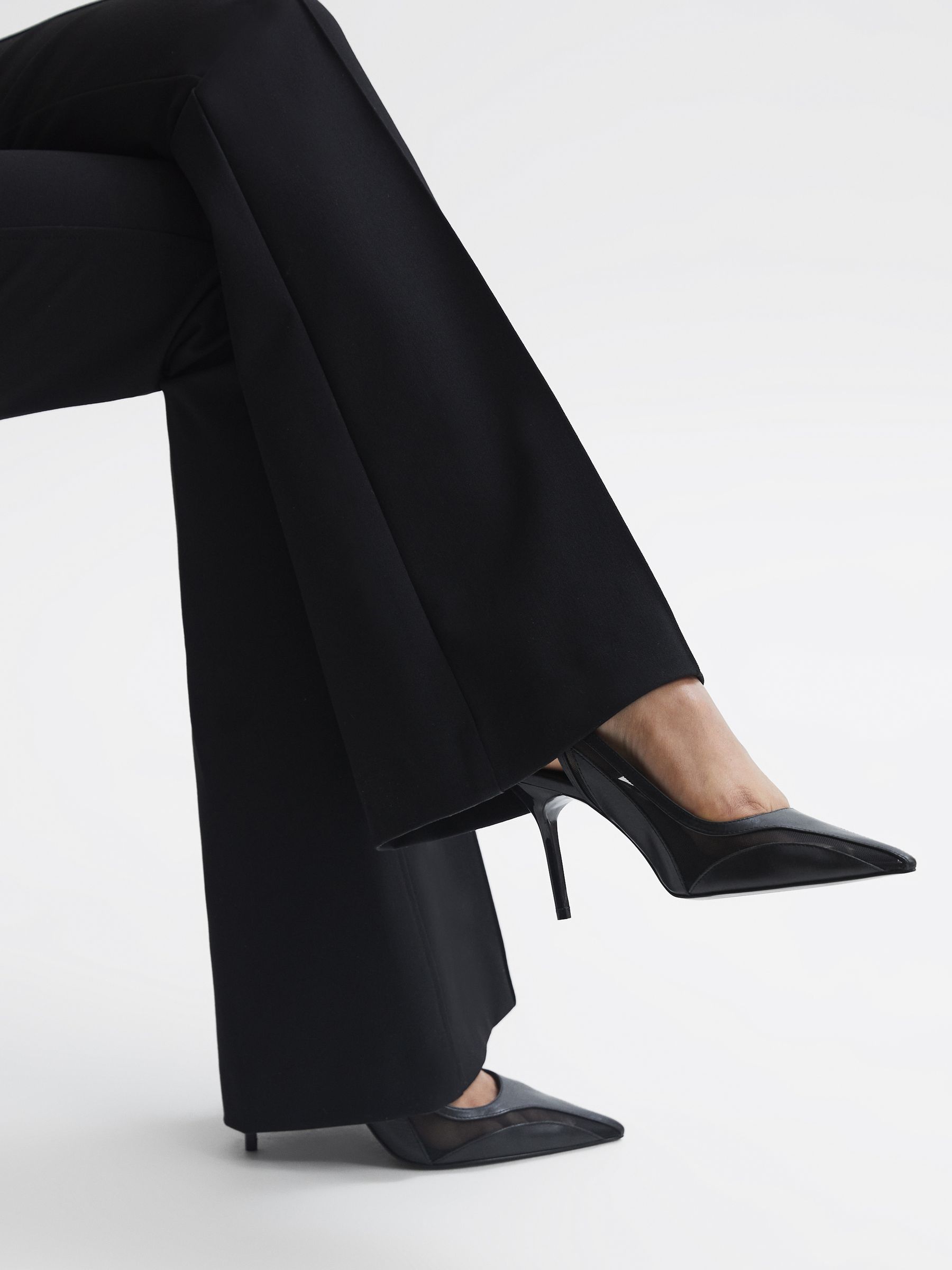 Mesh Sling Back Court Shoes in Black - Image 3 of 6