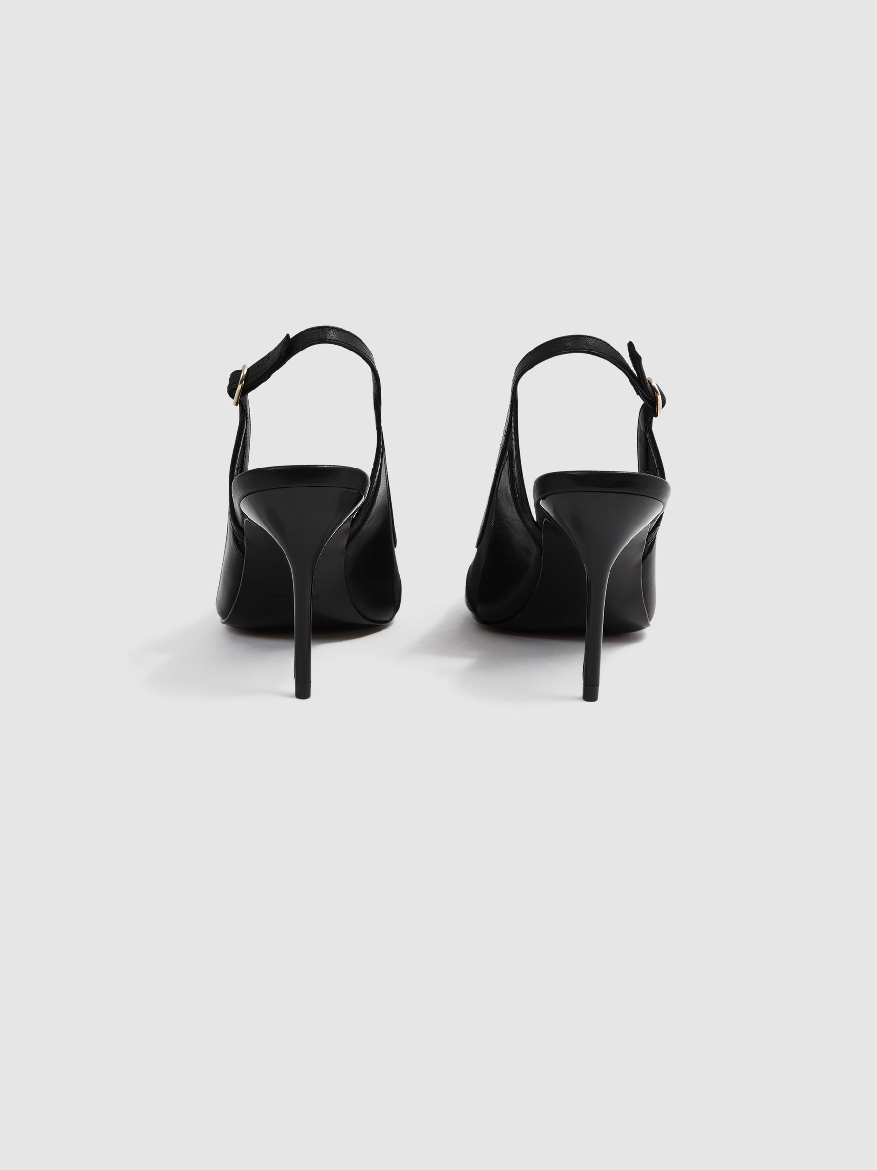 Mesh Sling Back Court Shoes in Black - Image 5 of 6