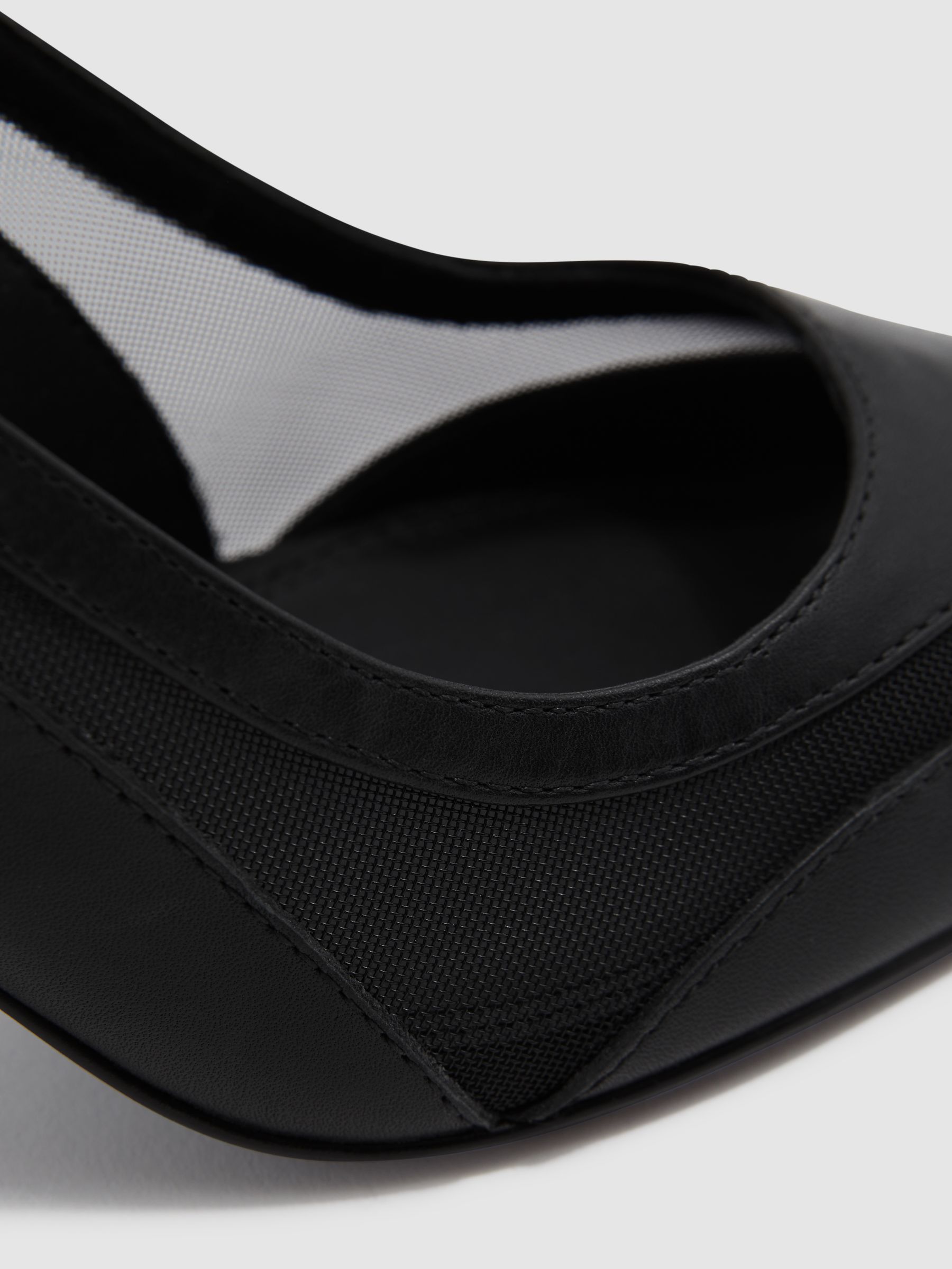 Mesh Sling Back Court Shoes in Black - Image 6 of 6