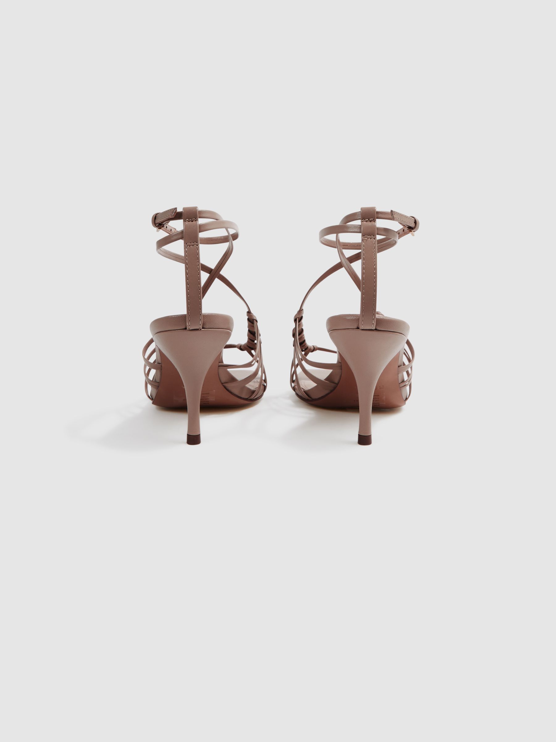 Leather Strappy Heels in Taupe - Image 3 of 4