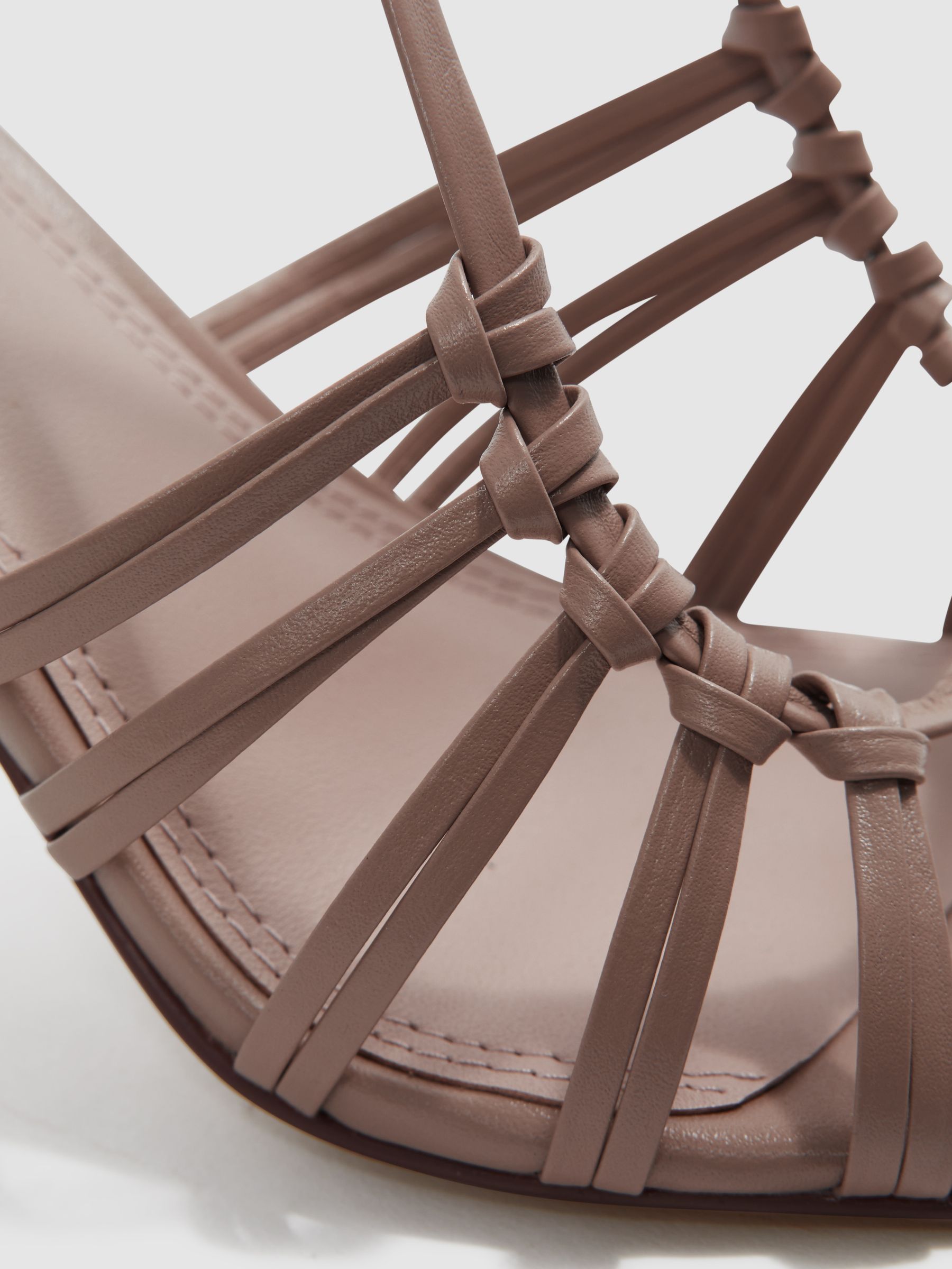 Leather Strappy Heels in Taupe - Image 4 of 4