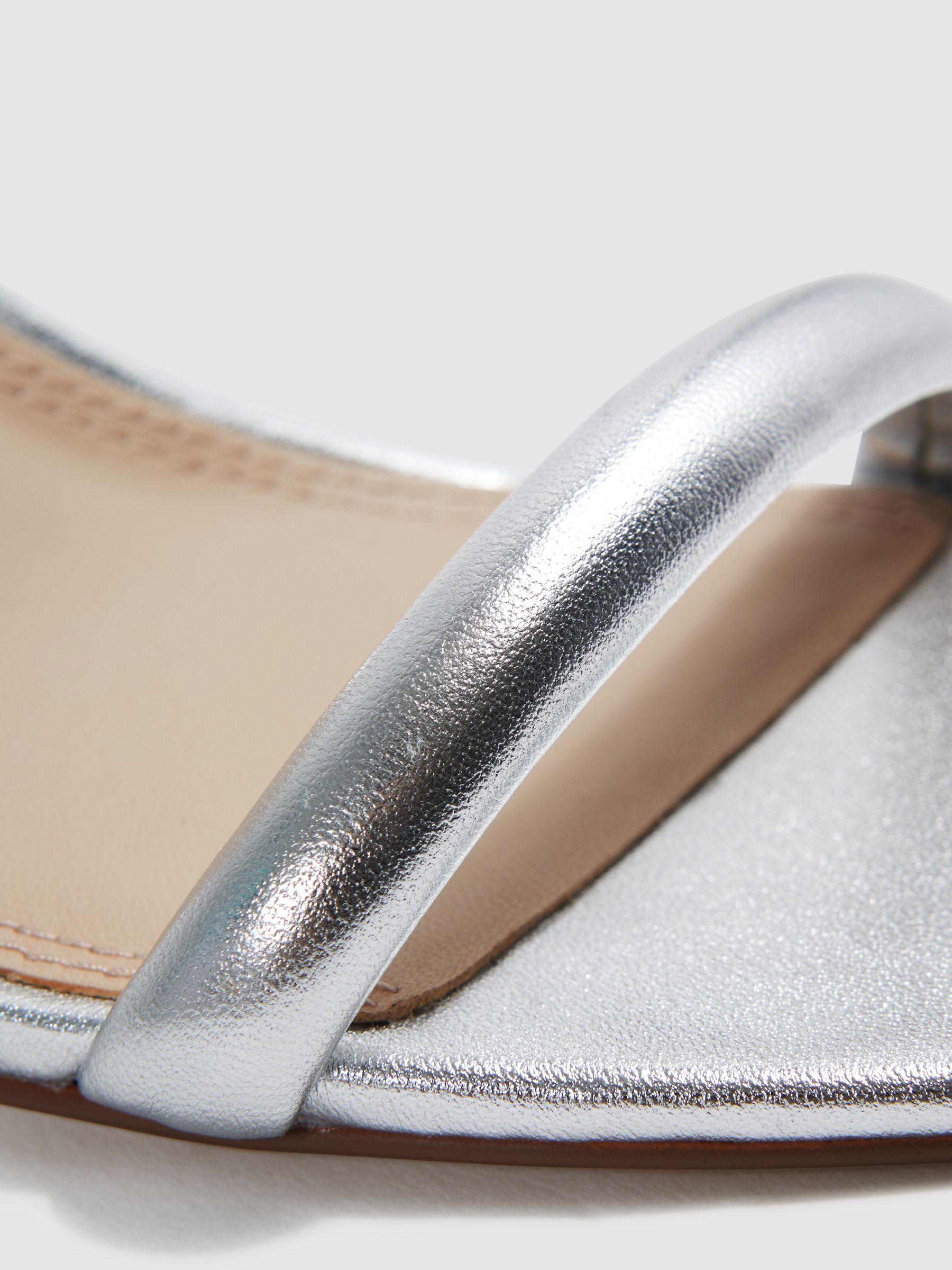 Leather Double Strap Heels in Silver - Image 5 of 5