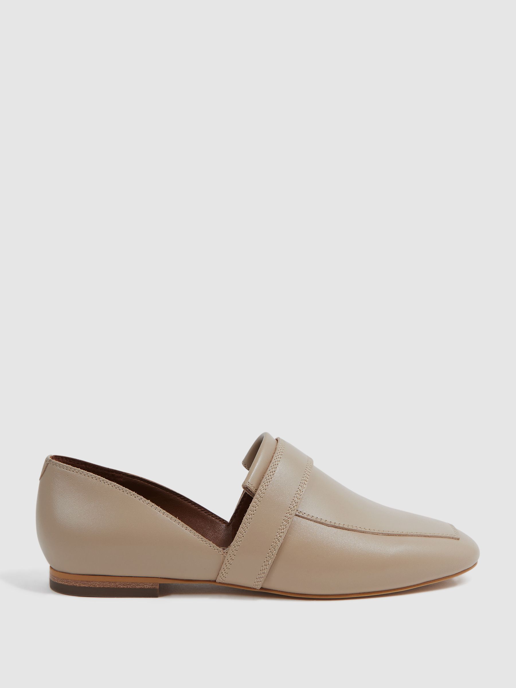 Leather Loafers in Nude - Image 1 of 5