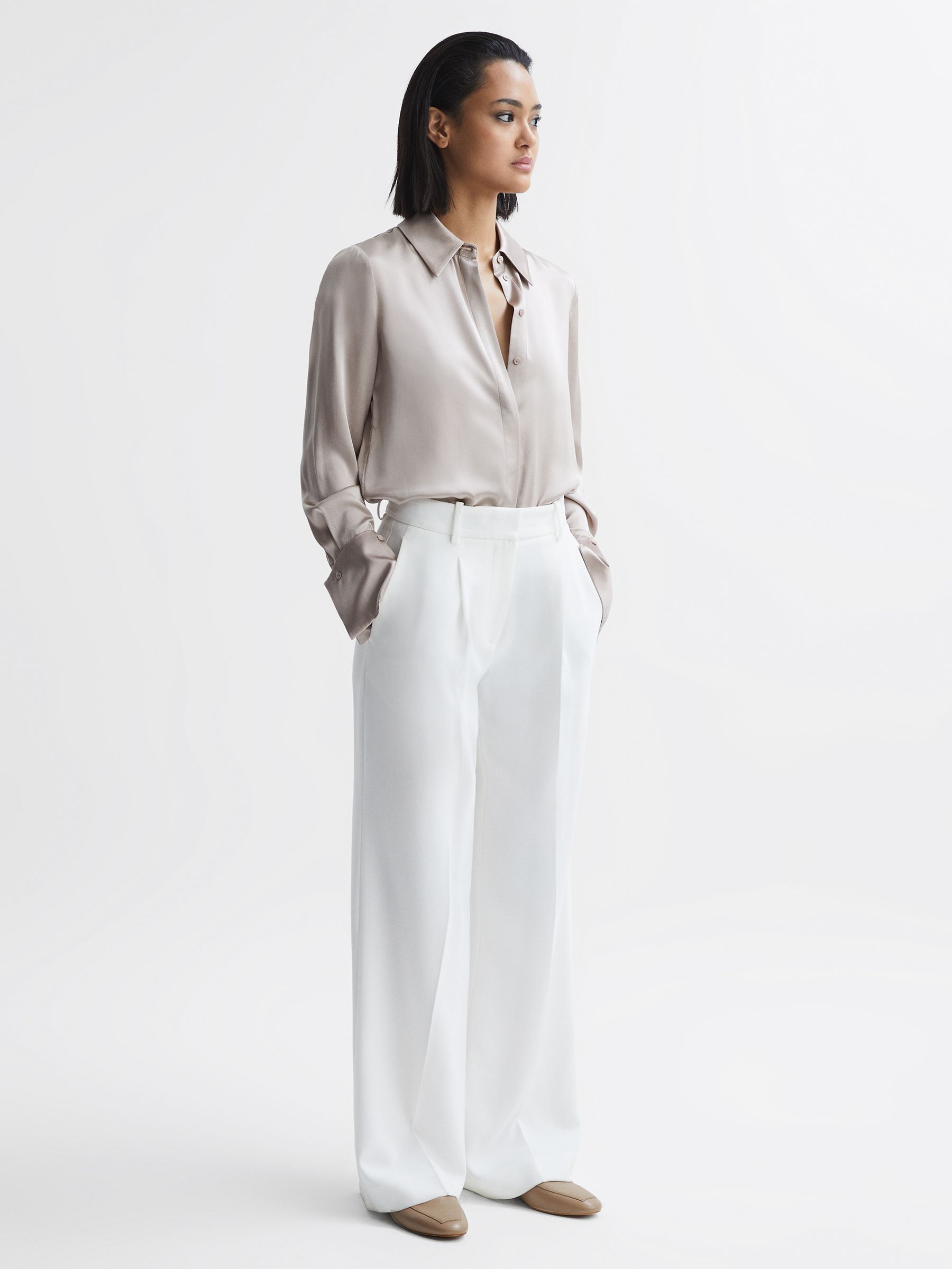 Leather Loafers in Nude - Image 2 of 5