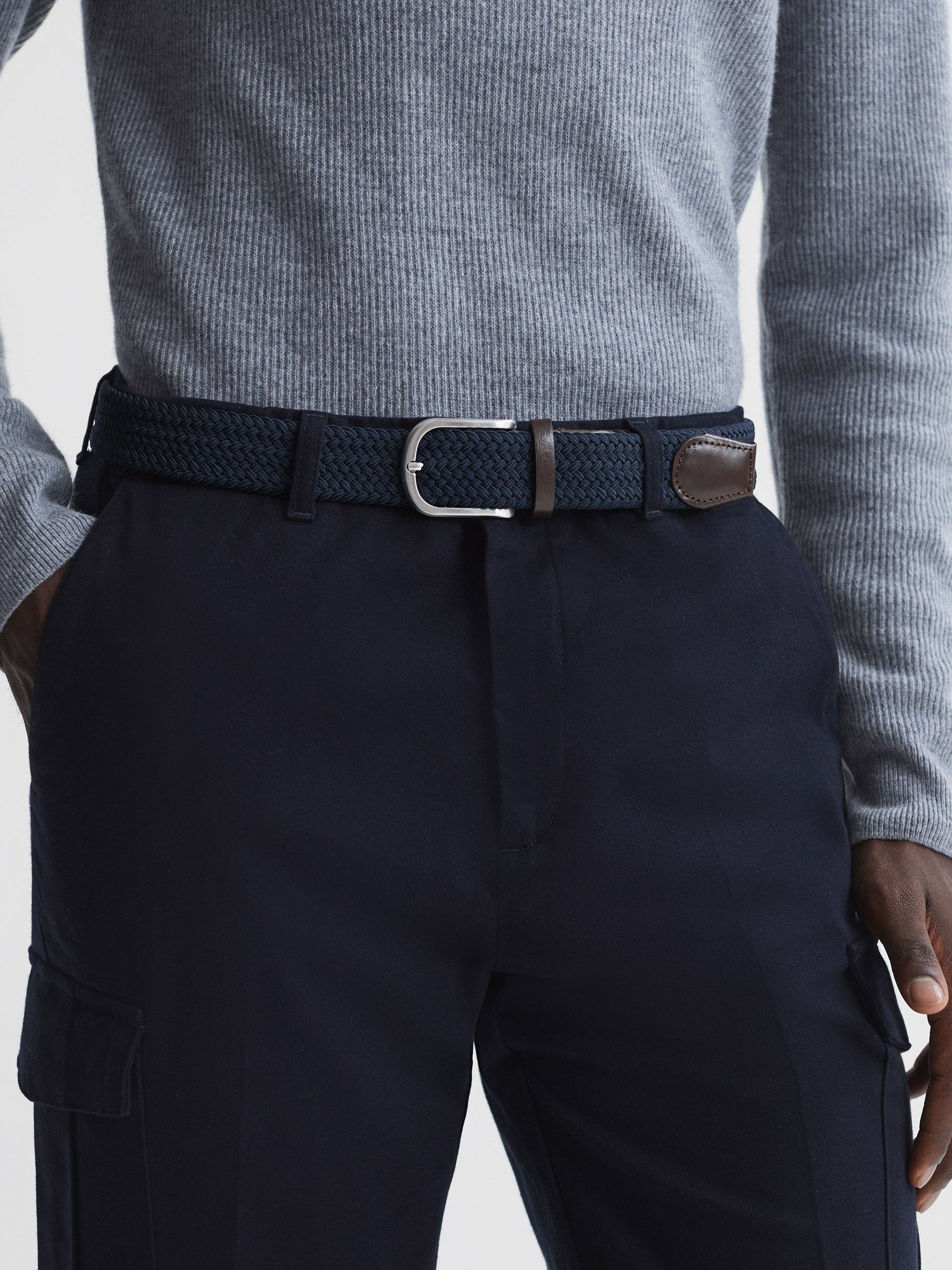 Woven Belt in Navy - Image 2 of 4 Woven Belt in Navy - Image 2 of 4