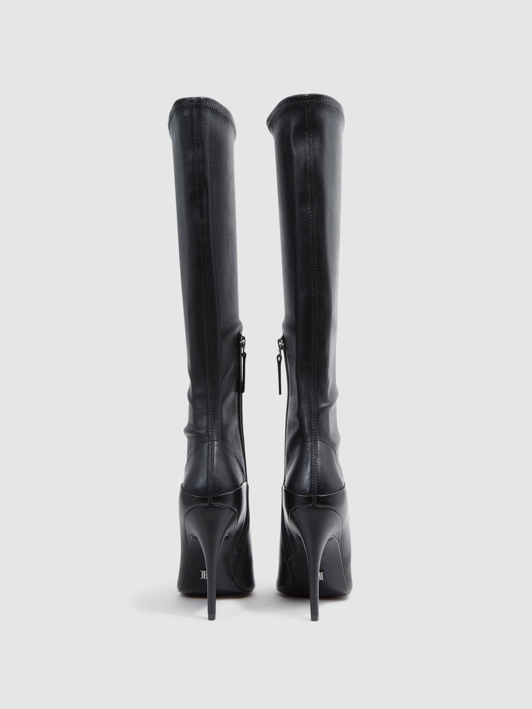 Knee High Leather Boots in Black - Image 5 of 5