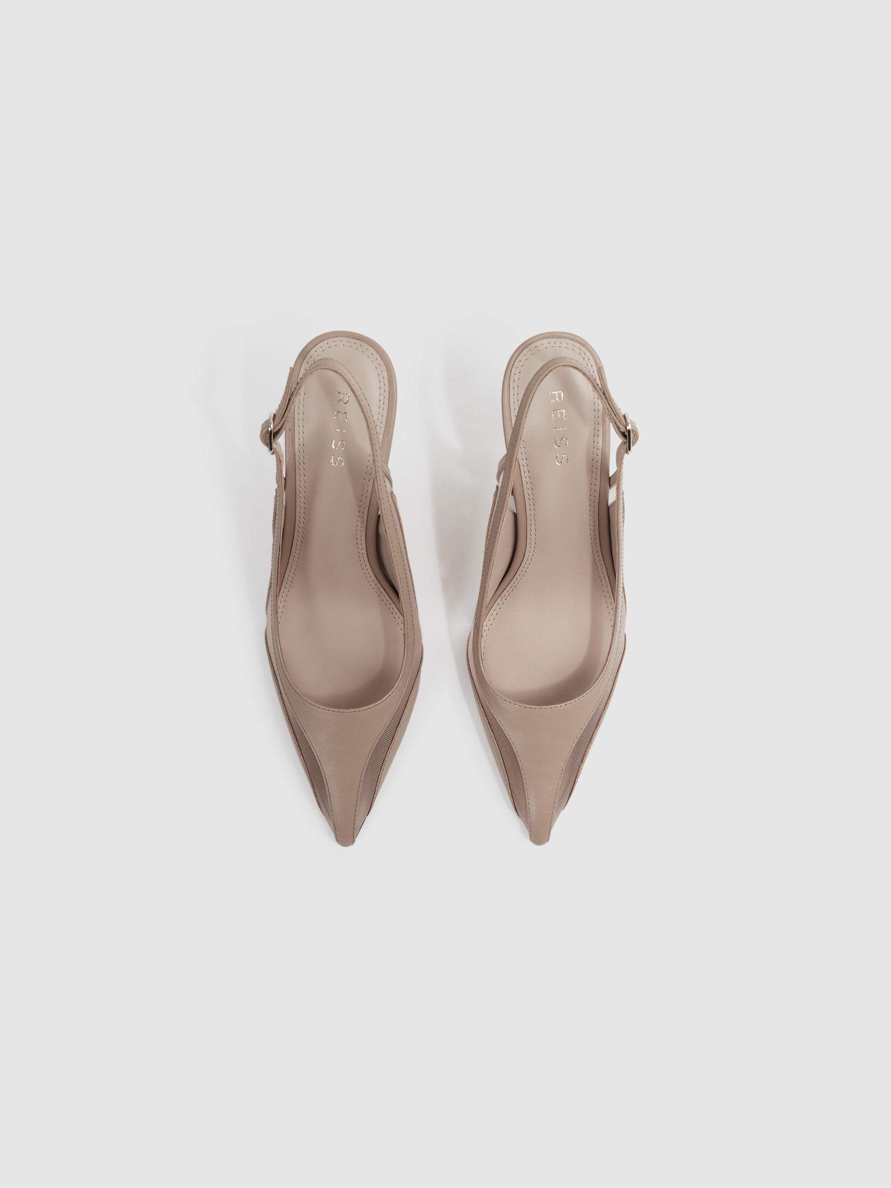 Mesh Sling Back Court Shoes in Latte - Image 3 of 5
