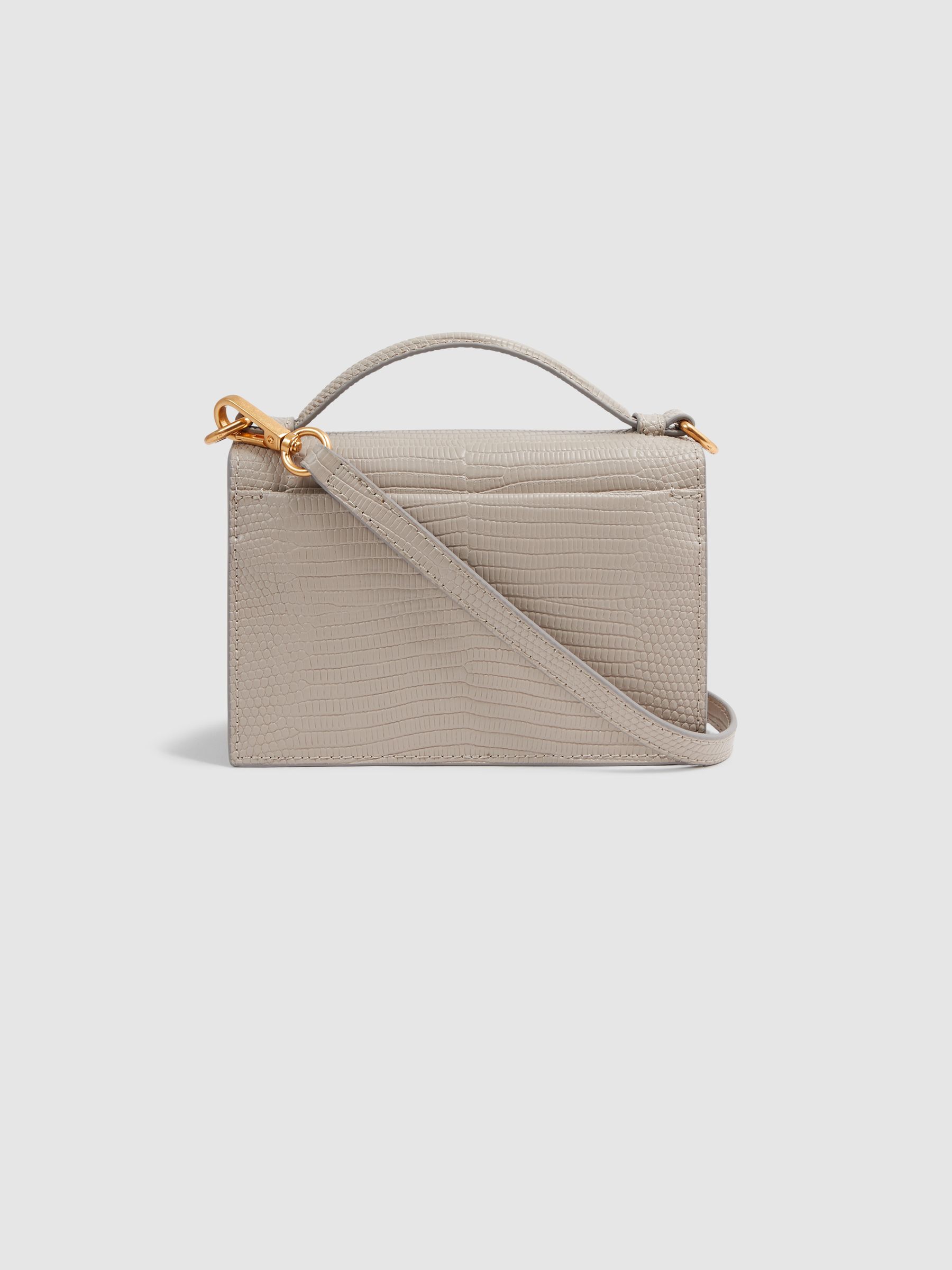 Grained Leather Mini Cross-Body Bag in Grey - Image 3 of 5