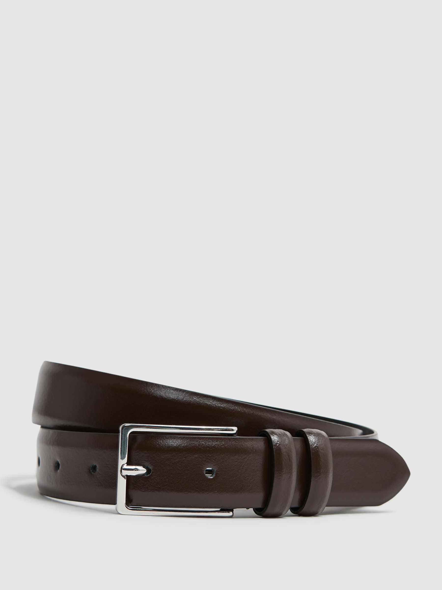 Smooth Leather Belt in Chocolate - Image 1 of 4