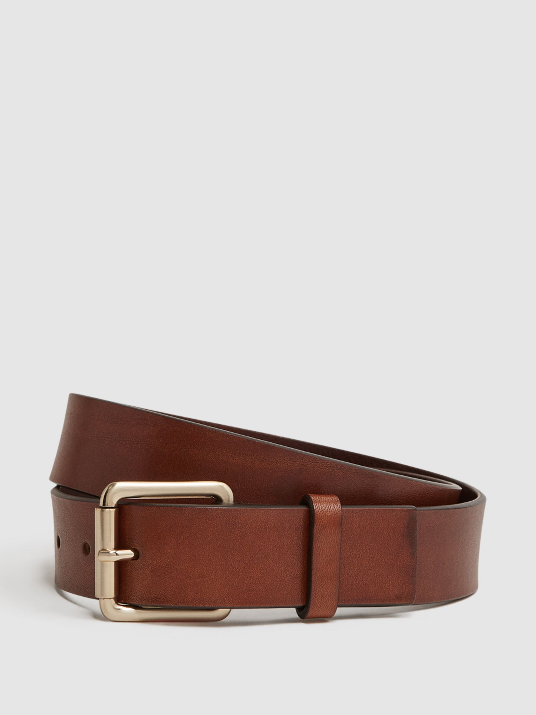 Leather Rivet Belt in Tan - Image 1 of 4