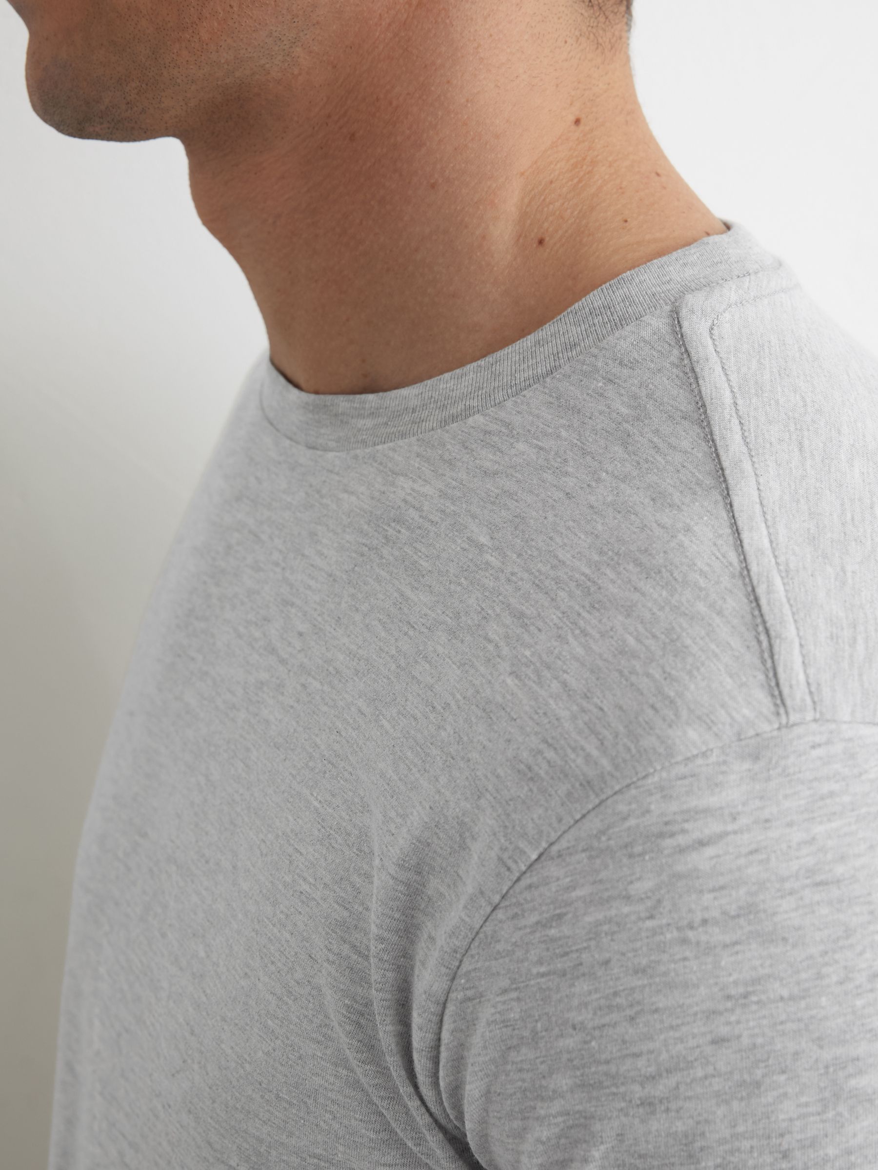 Cotton Crew-Neck Tailored-Fit T-Shirt in Grey Marl - image 3