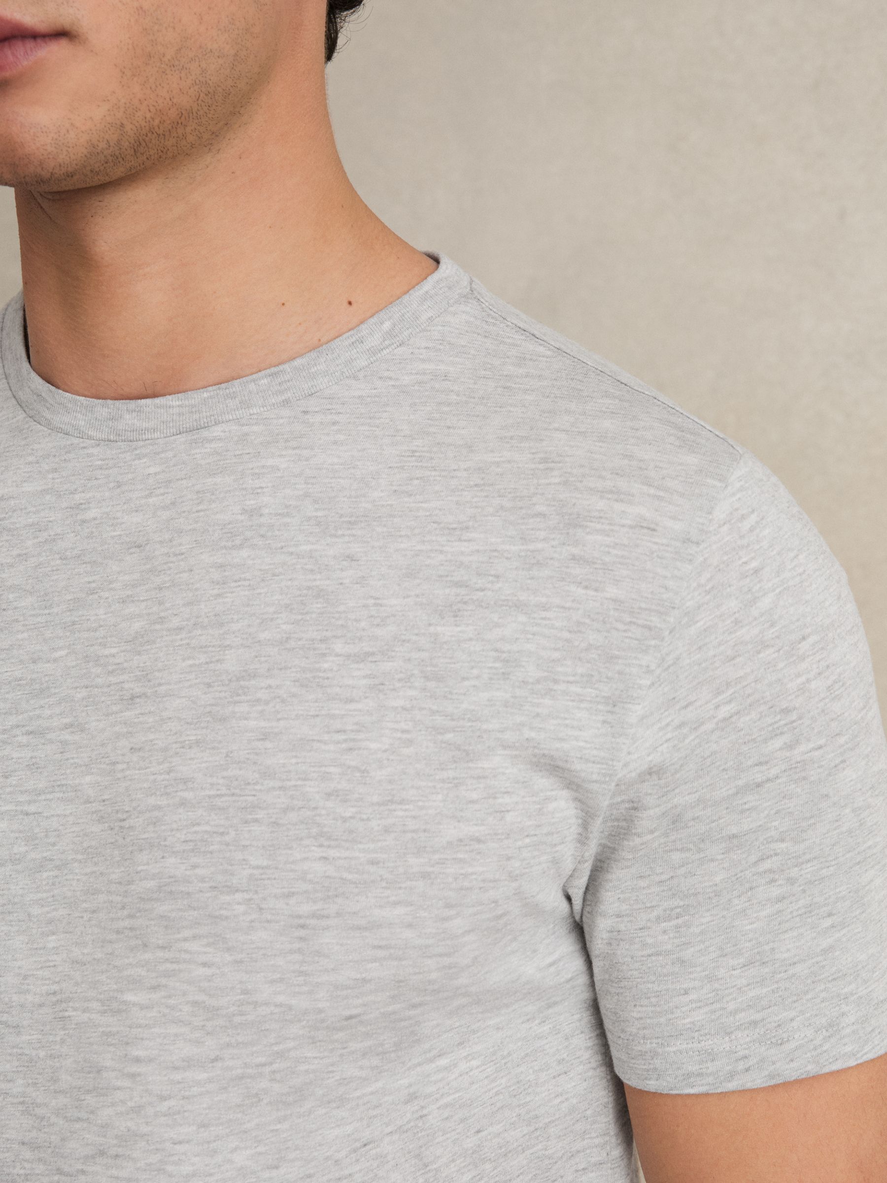 Crew Neck T-Shirt in Grey Marl - Image 4 of 5
