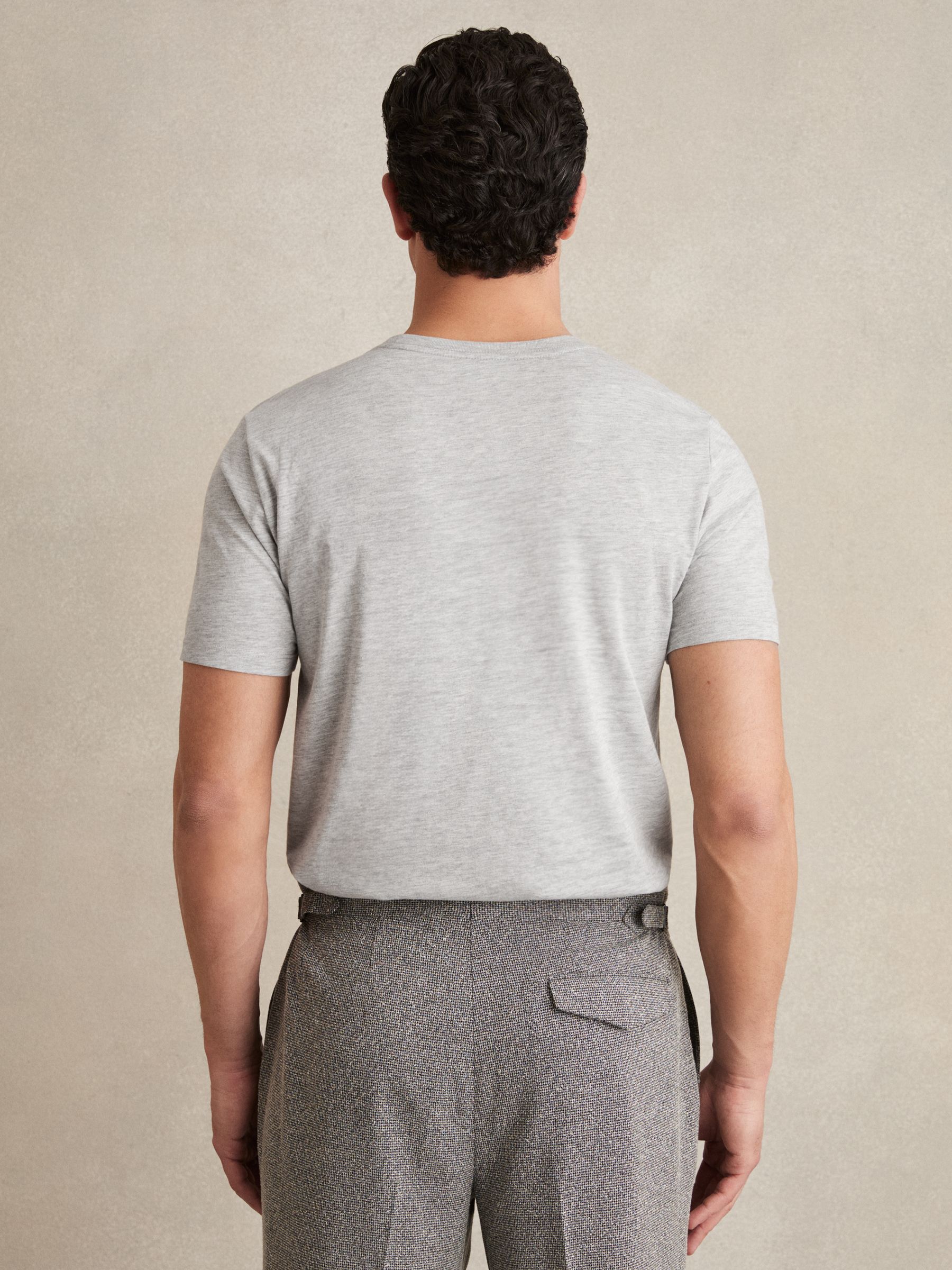 Crew Neck T-Shirt in Grey Marl - Image 5 of 5